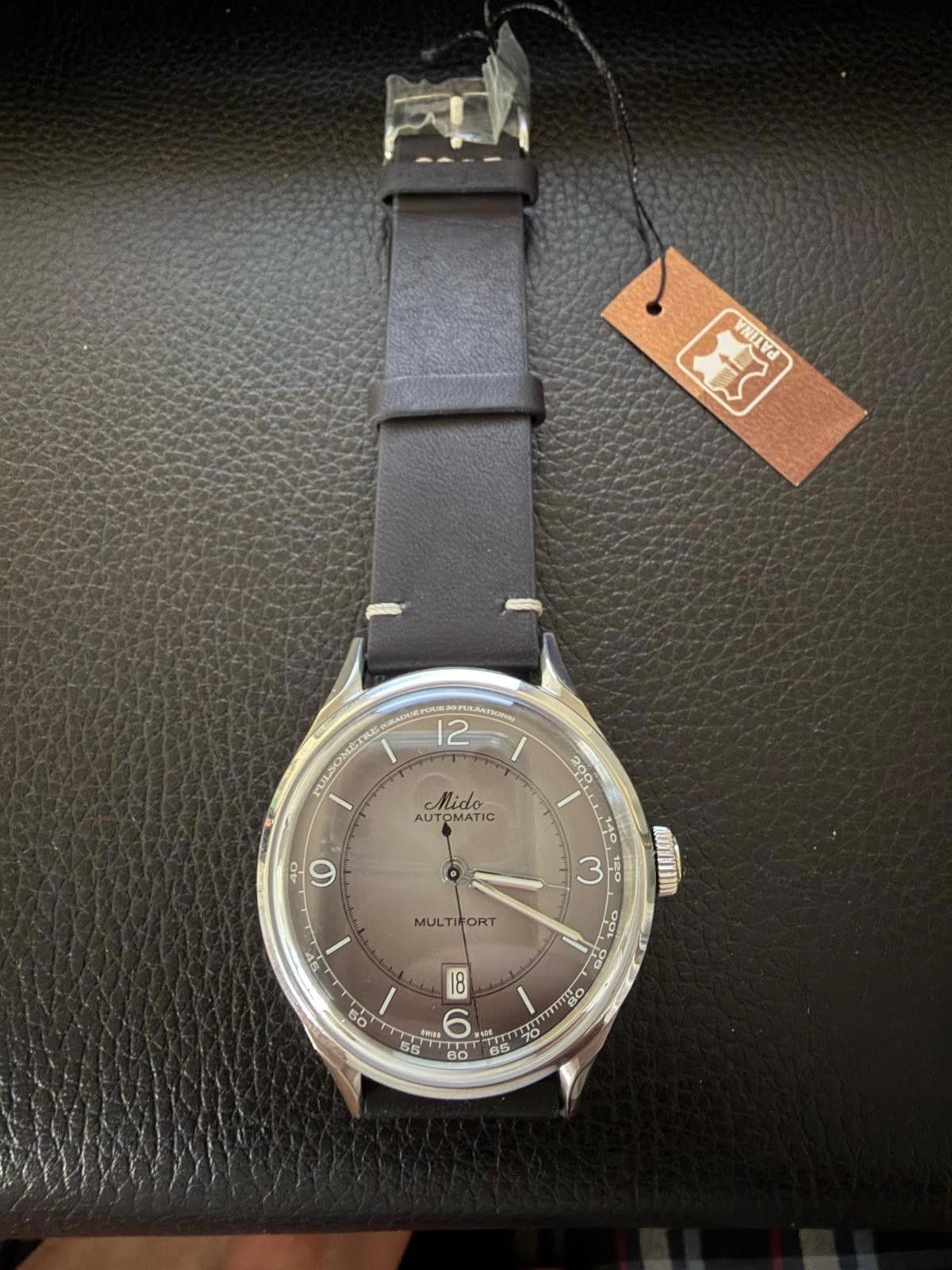 Midnight Studios MIDO Multifort Patrimony Auto Case Leather Black Dial Watch Size ONE SIZE - 5 Thumbnail