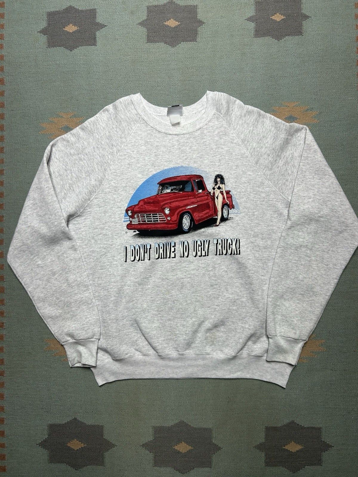 Vintage Vtg 80s sweatshirt I don’t drive no ugly truck babe XXL tall Size US XXL / EU 58 / 5 - 1 Thumbnail