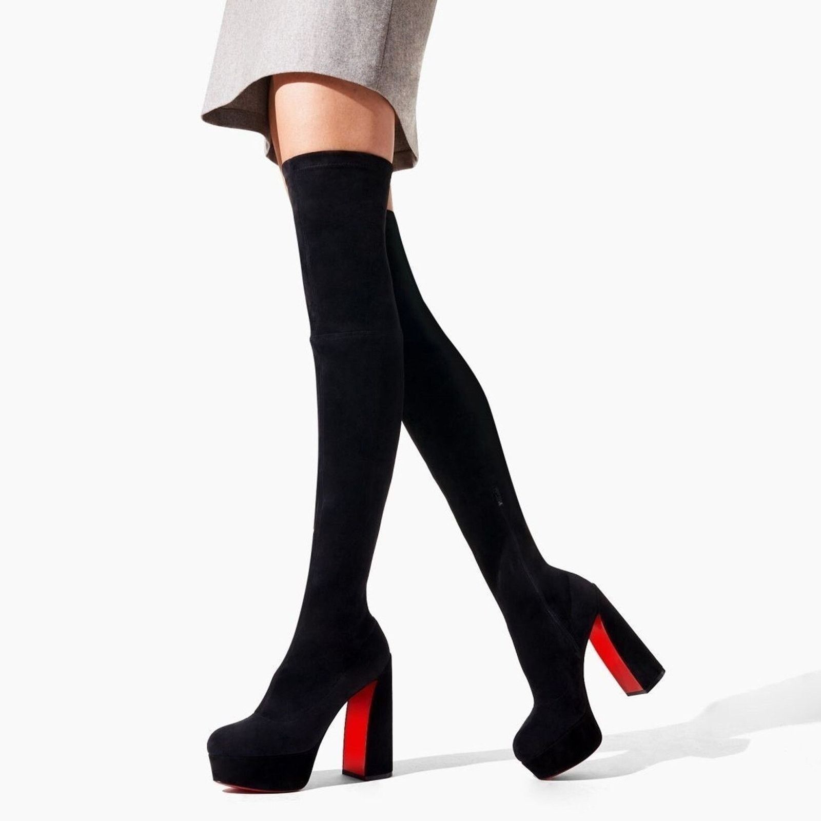 Christian Louboutin Christian Louboutin Movida Alta Botta 130 Black Suede Size US 11 / IT 41 - 3 Thumbnail