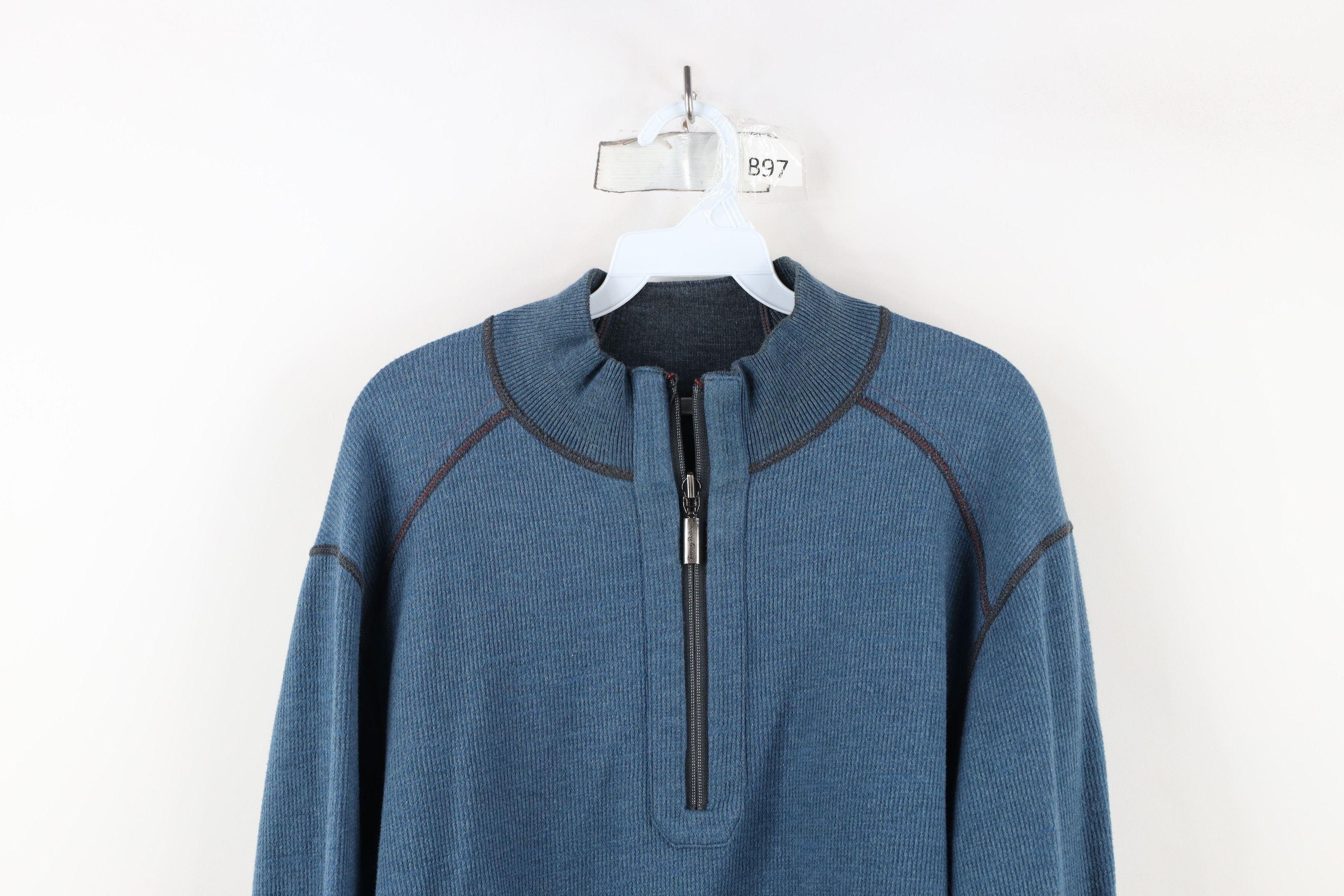 Tommy Bahama × Vintage Vintage Tommy Bahama Reversible Ribbed Knit Half Zip Sweater Size US XL / EU 56 / 4 - 13 Thumbnail