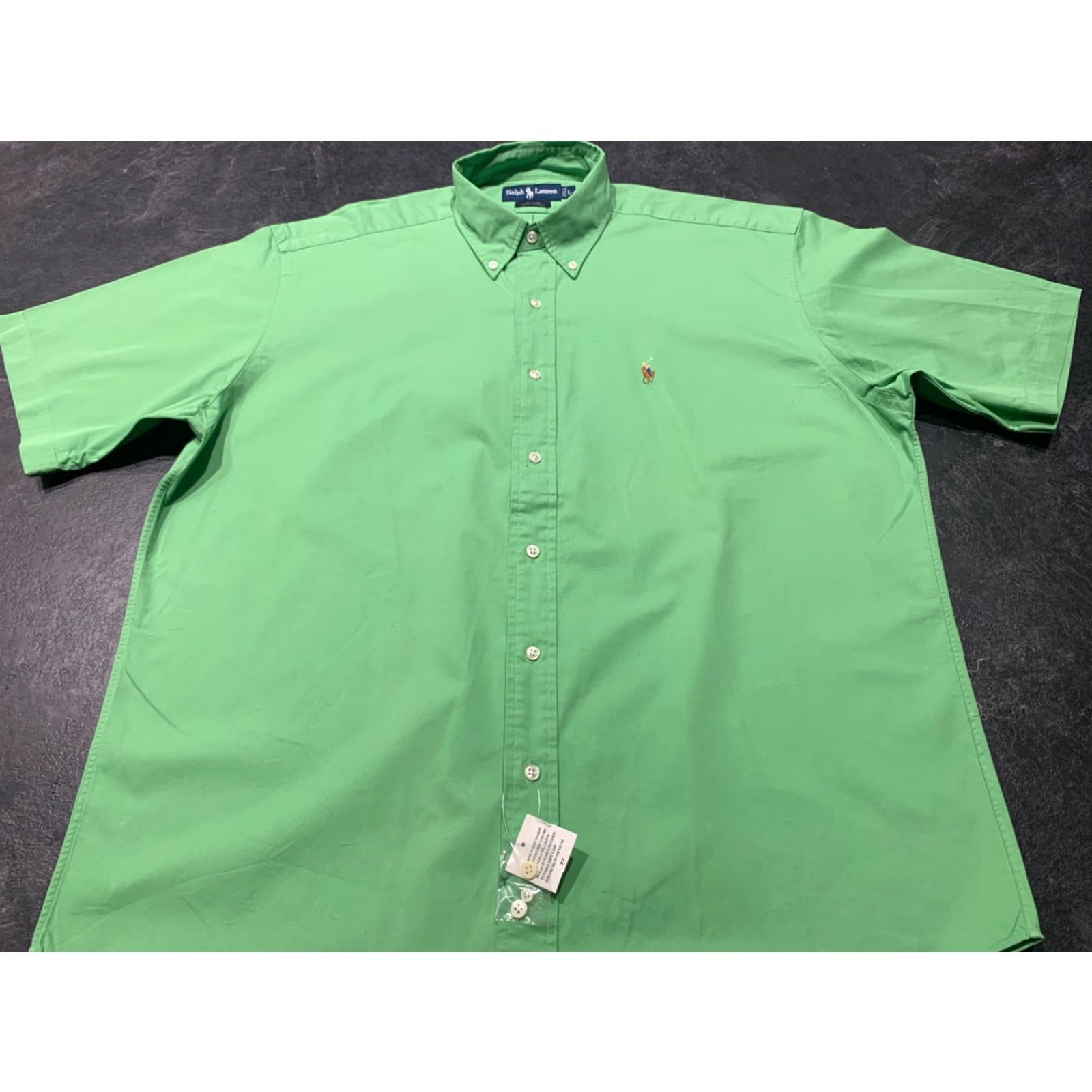 Ralph Lauren Ralph Lauren Men's Button-Up Shirt L Green Check Cotton Short Sleeve Casual Flesh Pony Size US L / EU 52-54 / 3 - 2 Thumbnail