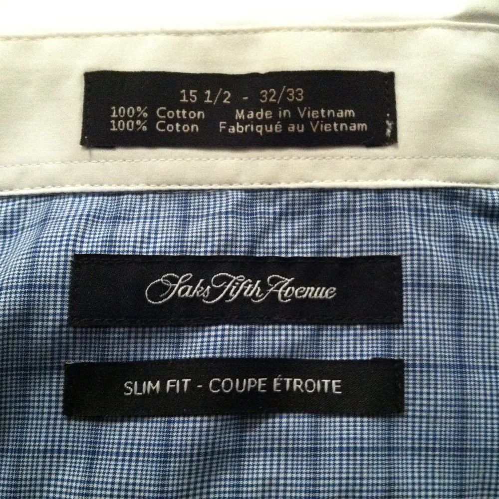 Saks Fifth Avenue SAKS FIFTH AVENUE MEN'S COTTON DRESS SHIRT 15.5/32-33 Size US M / EU 48-50 / 2 - 5 Thumbnail