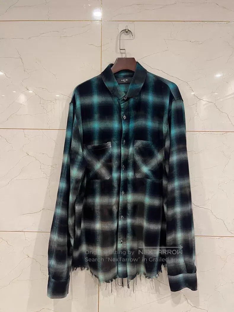 Amiri Amiri Green Washed Plaid Flannel Shirt Size US S / EU 44-46 / 1 - 1 Thumbnail