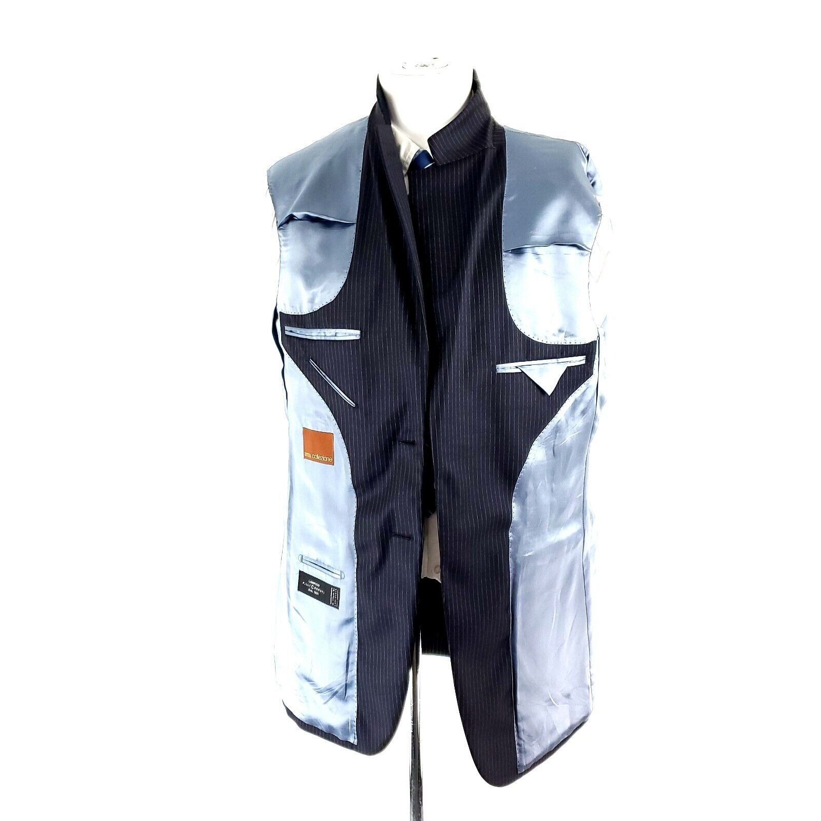 Marks & Spencer Marks Spencer Wool 2 Button 2 Piece Suit 40L Blue Striped 34 Size 40L - 11 Thumbnail
