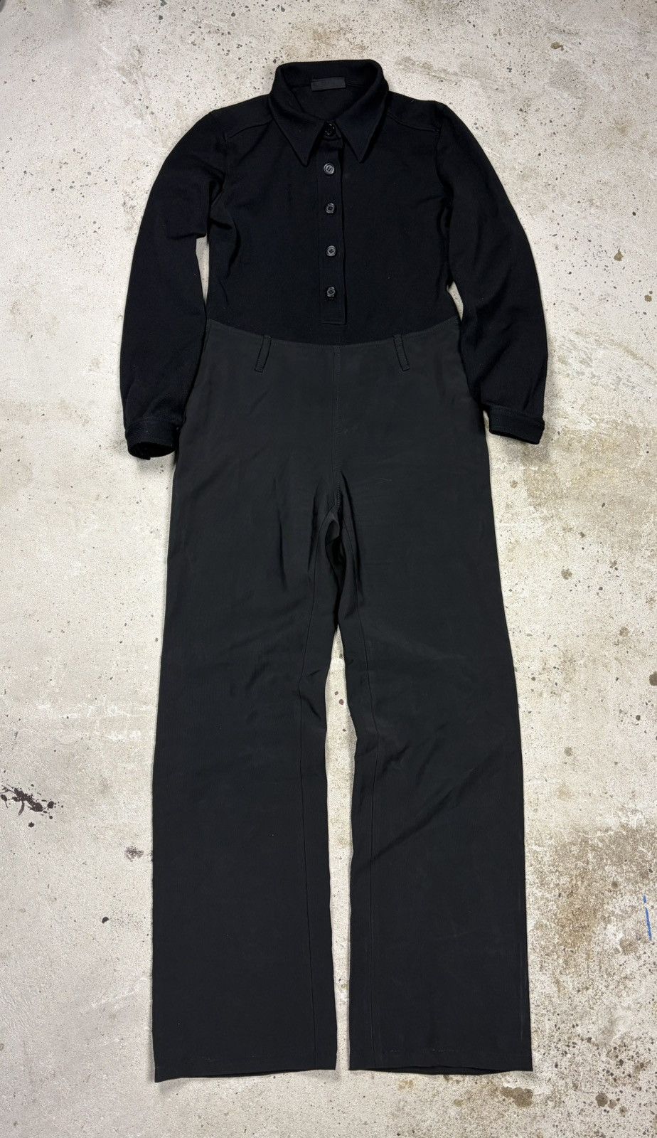 Prada Vintage Prada Nylon Black & Grey Jumpsuit Baggy Pants Size 32" / US 10 / IT 46 - 1 Thumbnail