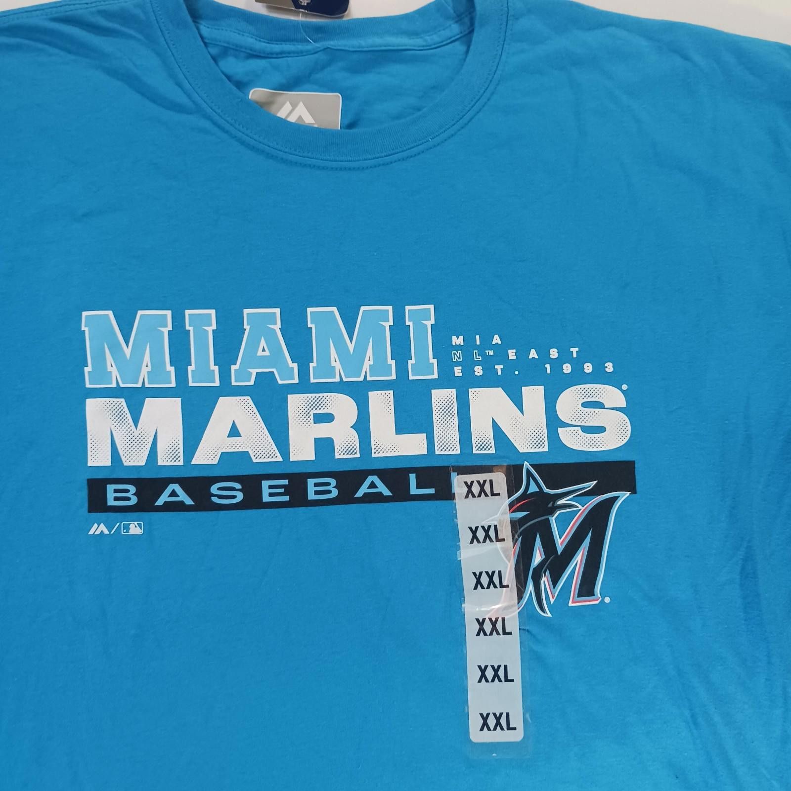 Majestic Majestic RN136380 Miami Marlin Baseball Men 2XL Blue T-Shirt Size US XXL / EU 58 / 5 - 5 Thumbnail