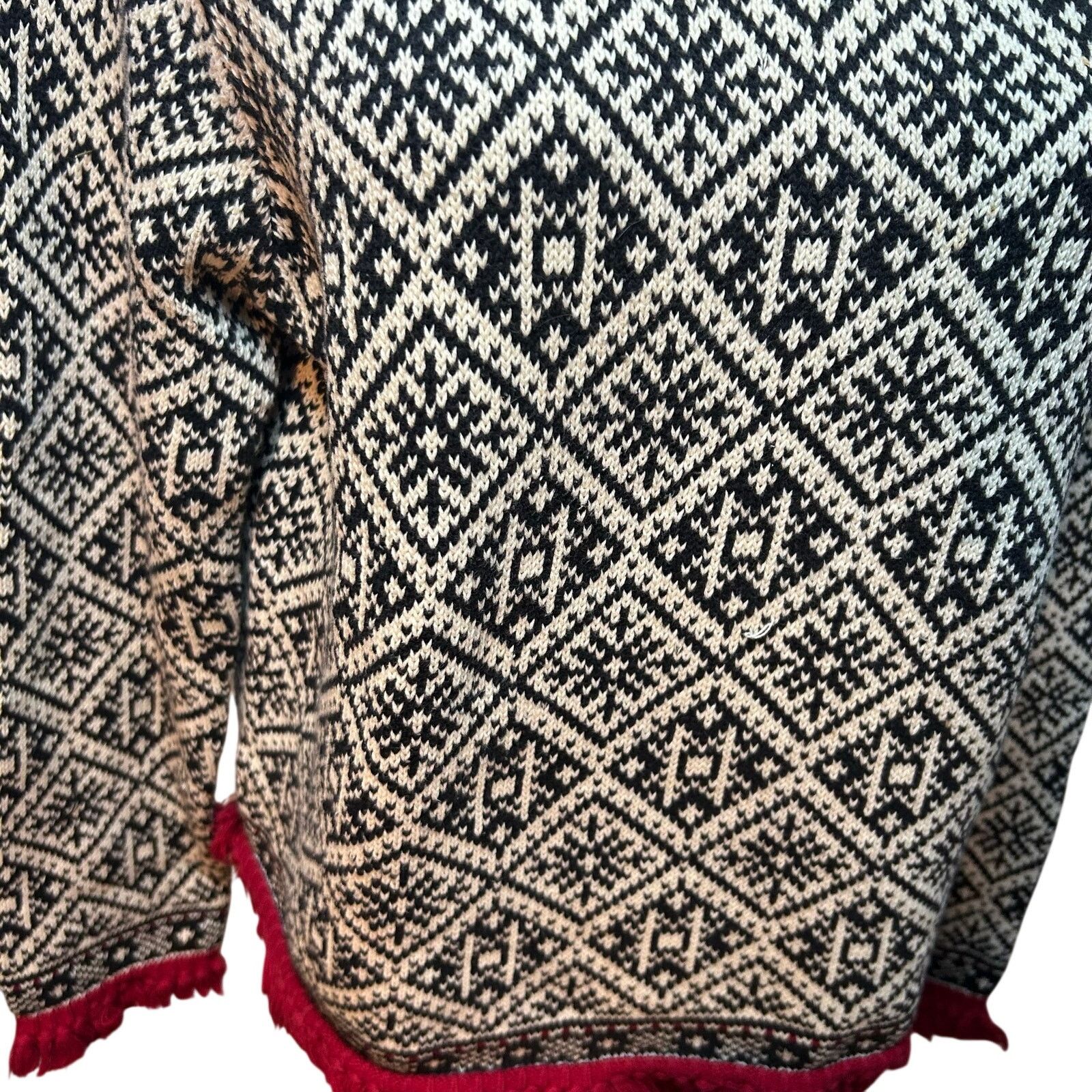 Talbots VTG 90s Talbots Large Winter Chalet Snowflake Fringe Sweater Size L / US 10 / IT 46 - 20 Thumbnail
