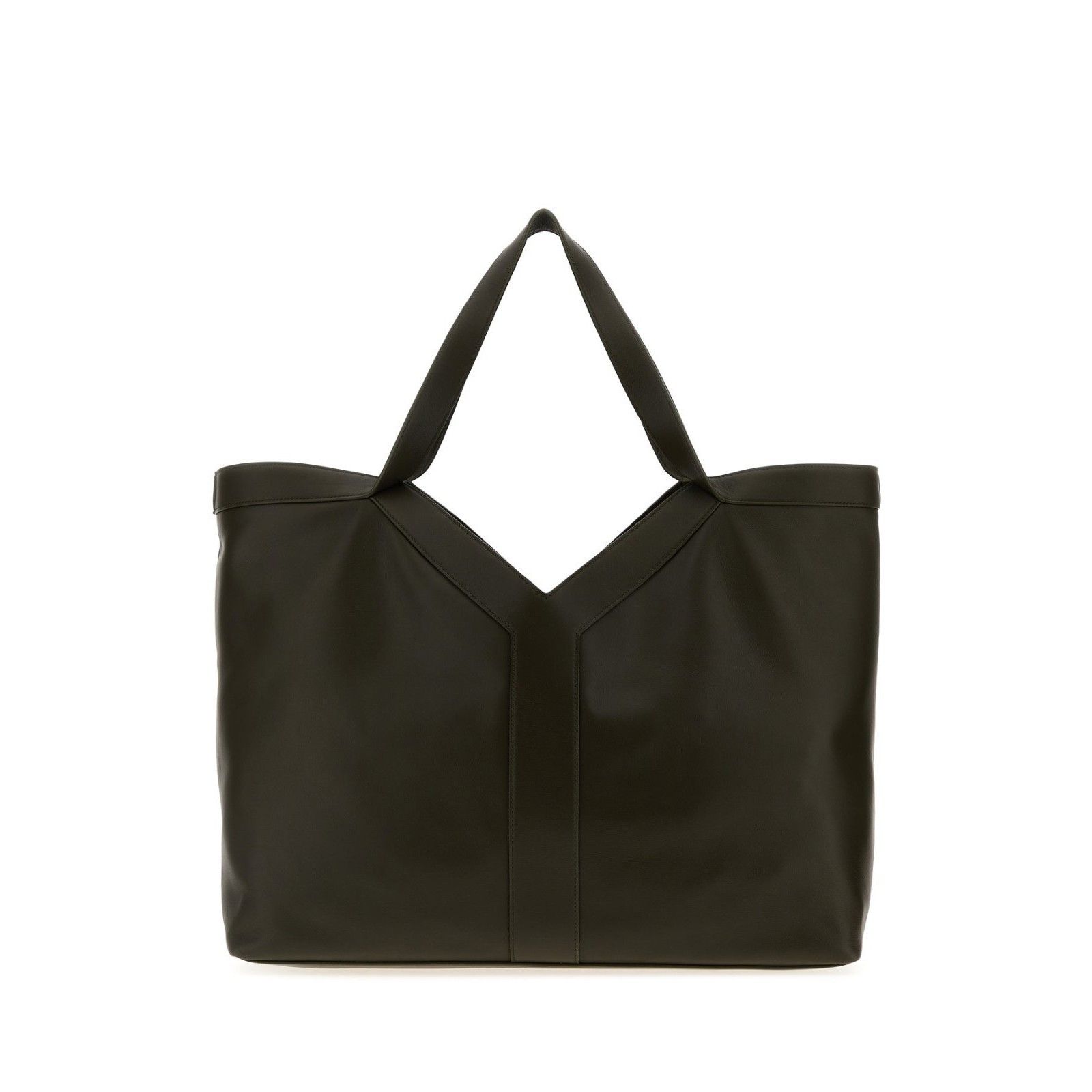 Saint Laurent Mud Brown Leather Oversize Shopper Tote Bag Ne