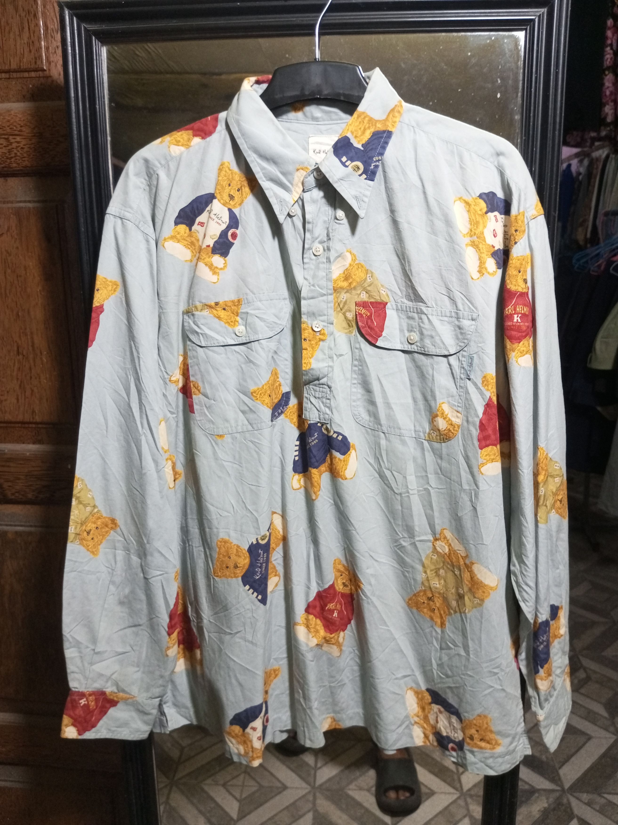 Karl Helmut Vintage Karl helmut bears half button shirt Size US XL / EU 56 / 4 - 1 Thumbnail
