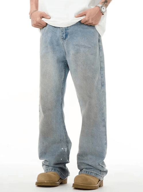 Japanese Brand Men's light blue washed distressed jeans Size US 34 / EU 50 - 1 Thumbnail