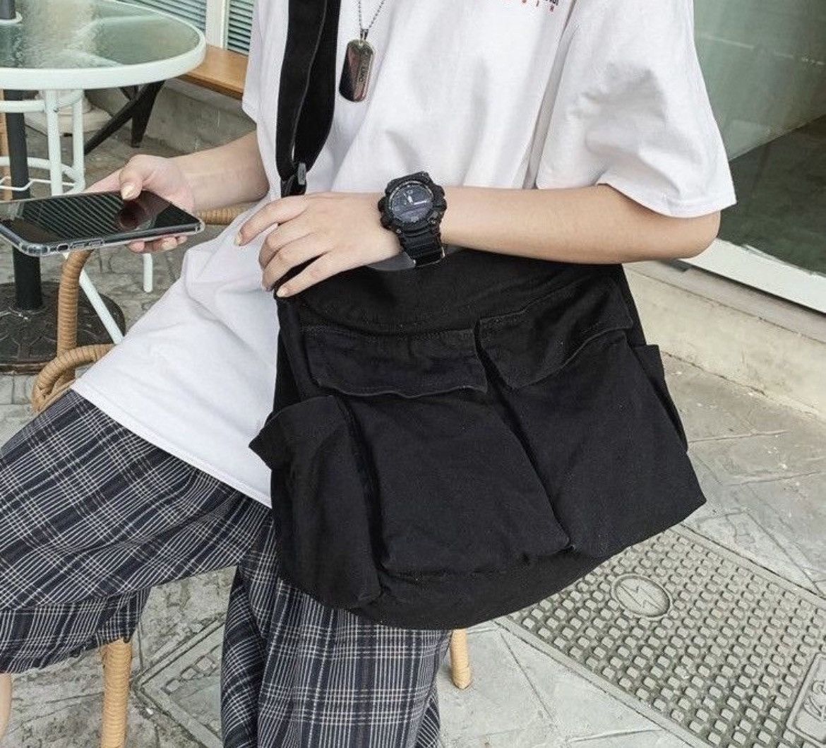 Japanese Brand Black Casual Canvas Shoulder Bag Size ONE SIZE - 3 Thumbnail