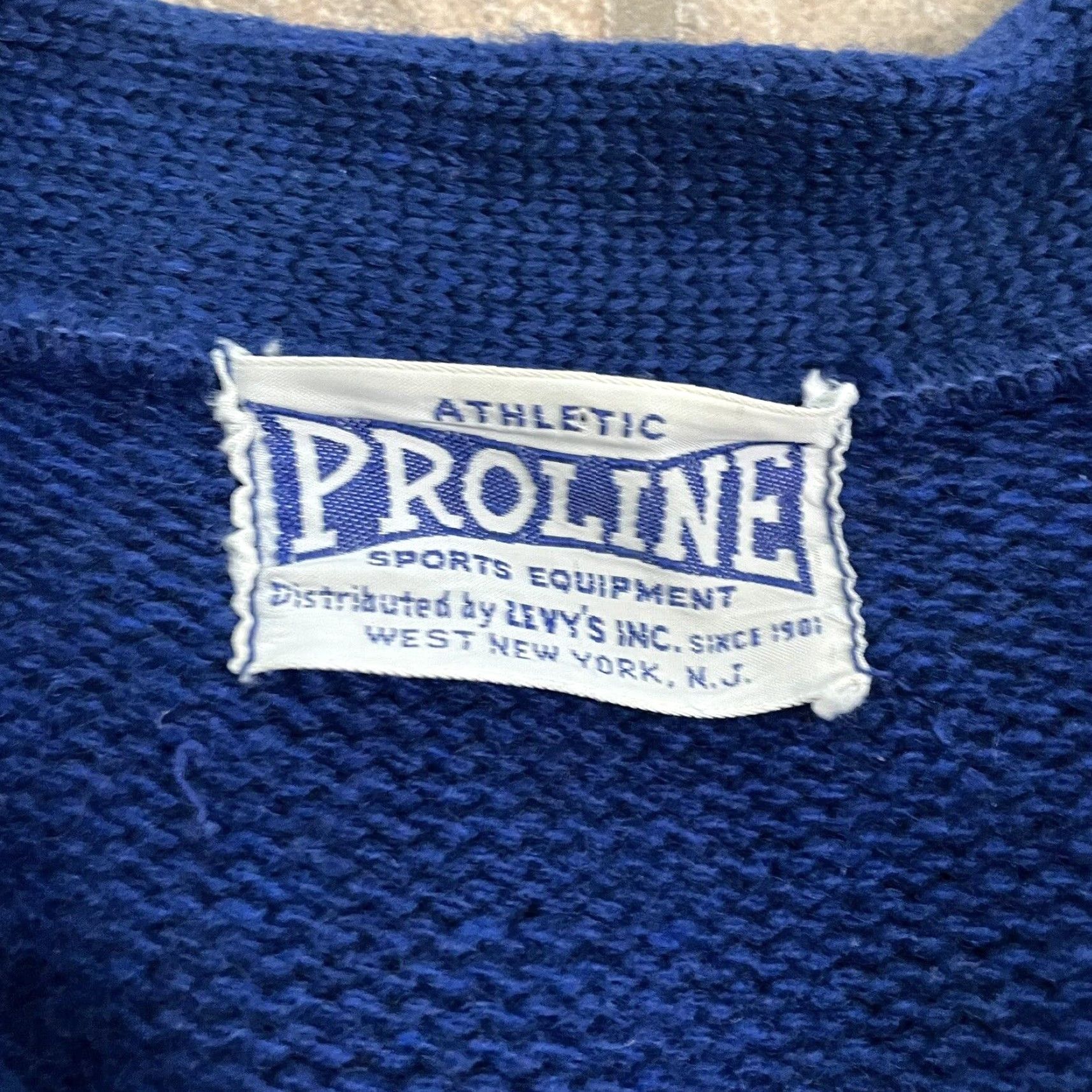 Vintage VTG Proline Athletic blue v-neck Wool Cardigan Varsity Sweater Mens L Size US L / EU 52-54 / 3 - 4 Thumbnail