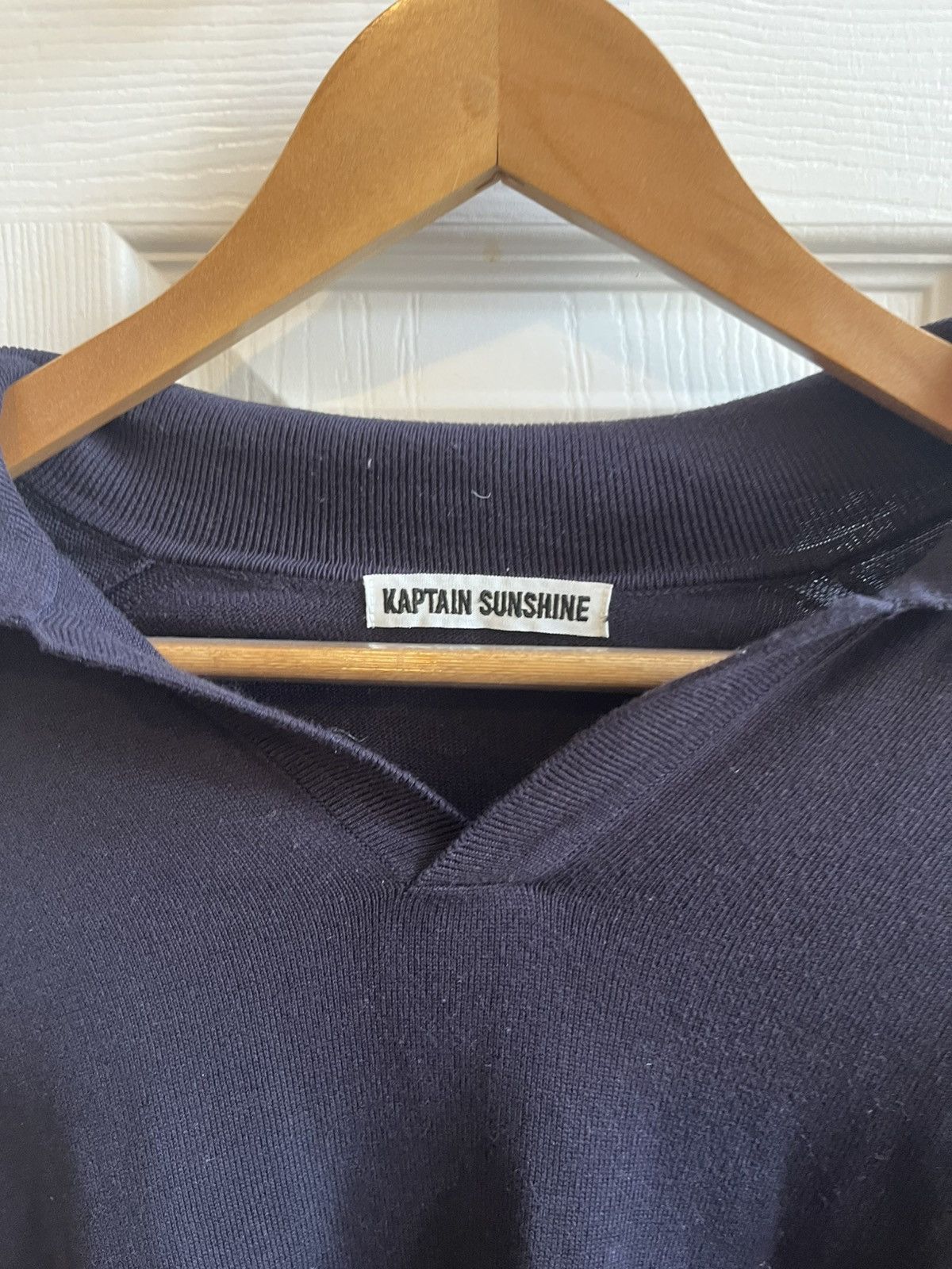 Kaptain Sunshine KAPTAIN SUNSHINE Cotton Knit Skipper Shirt - Navy Size US M / EU 48-50 / 2 - 3 Thumbnail