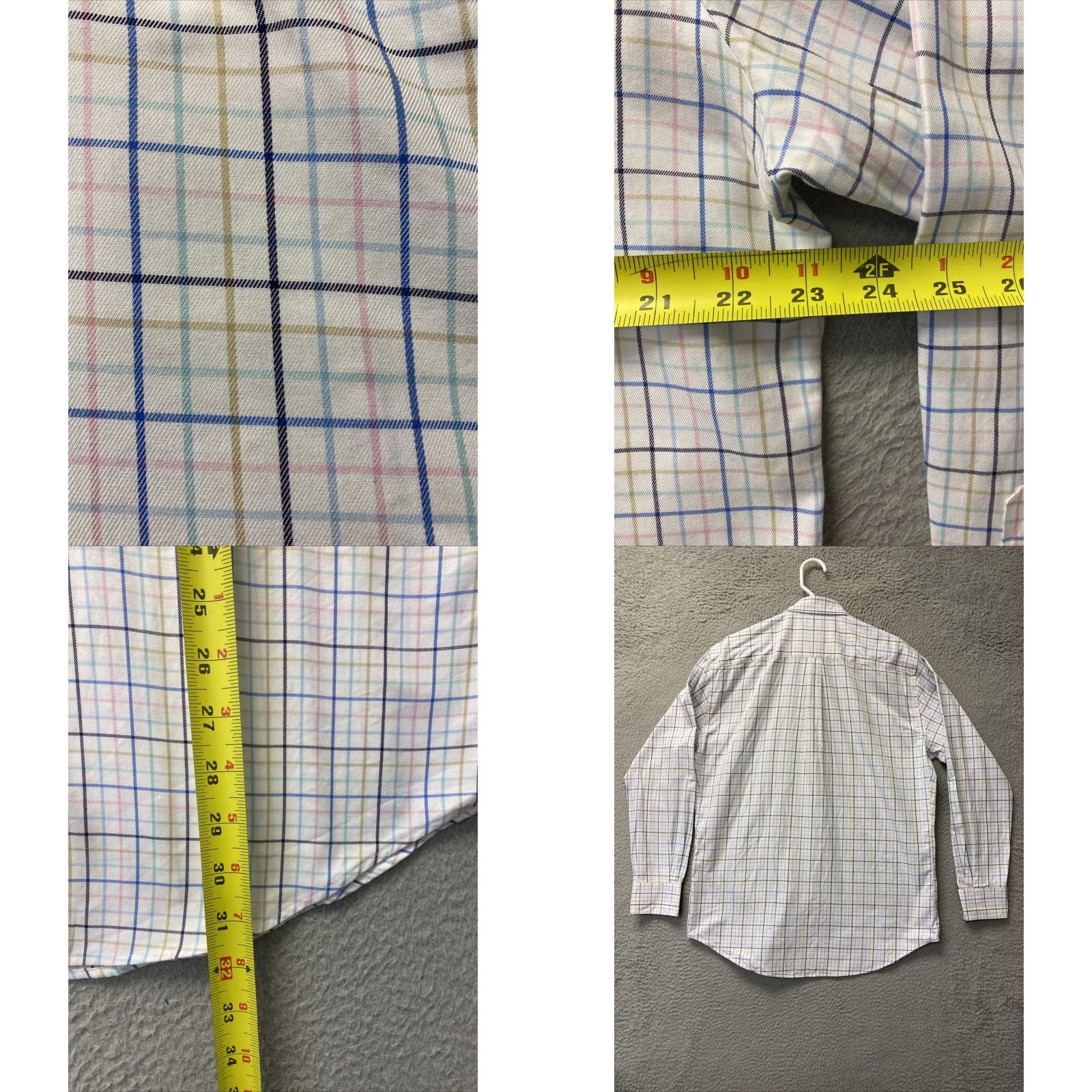 Peter Millar Peter Millar Men's Dress Shirt Large Check Button-Down Woven Cotton Travel Casual Business Wedding Size 42R - 8 Thumbnail