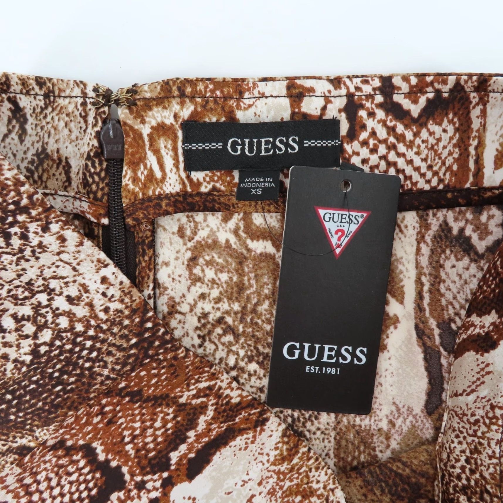 Guess GUESS Women XS Tammie Midi Slit Skirt Snakeskin Python Print Brown NEW Size 26" / US 2 / IT 38 - 5 Thumbnail