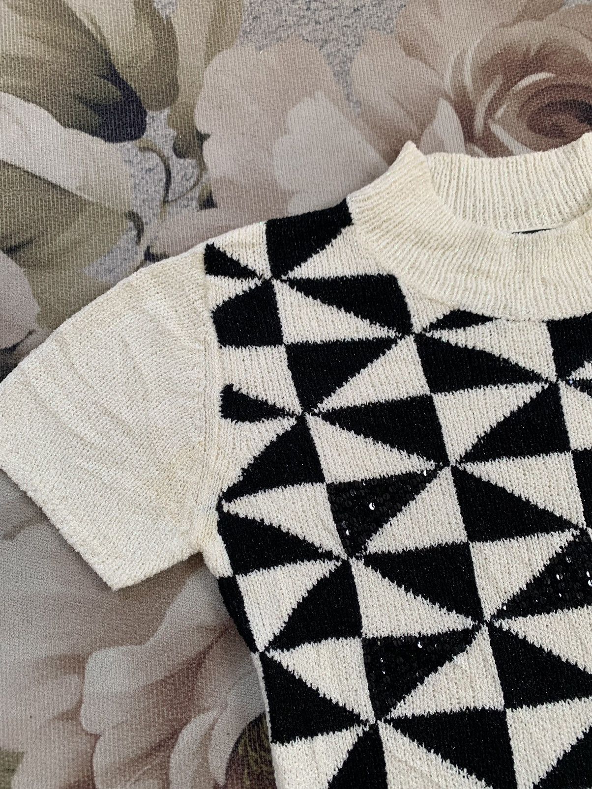 Designer Christian Aujard Paris Blink Diamond Design Knit Top Size S / US 4 / IT 40 - 3 Thumbnail