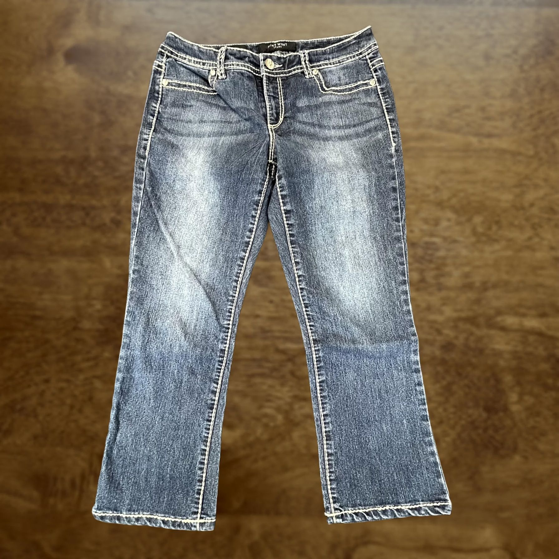 Nine West Nine West Jeans Womens 6 Blue Bootcut Mid Rise Stretch Embroidered Pockets Denim Jeans Size 28" / US 6 / IT 42 - 1 Thumbnail