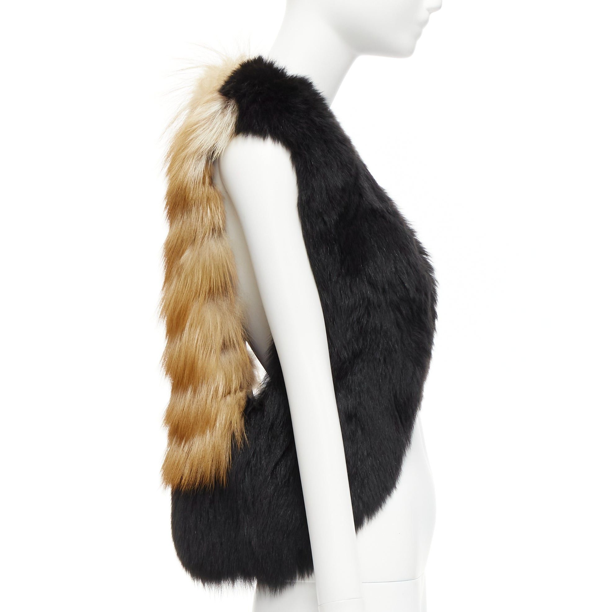 Other QUENTIN VERON black brown bicolor lamb fur bolero vest jacket FR36 S Size S / US 4 / IT 40 - 1 Thumbnail