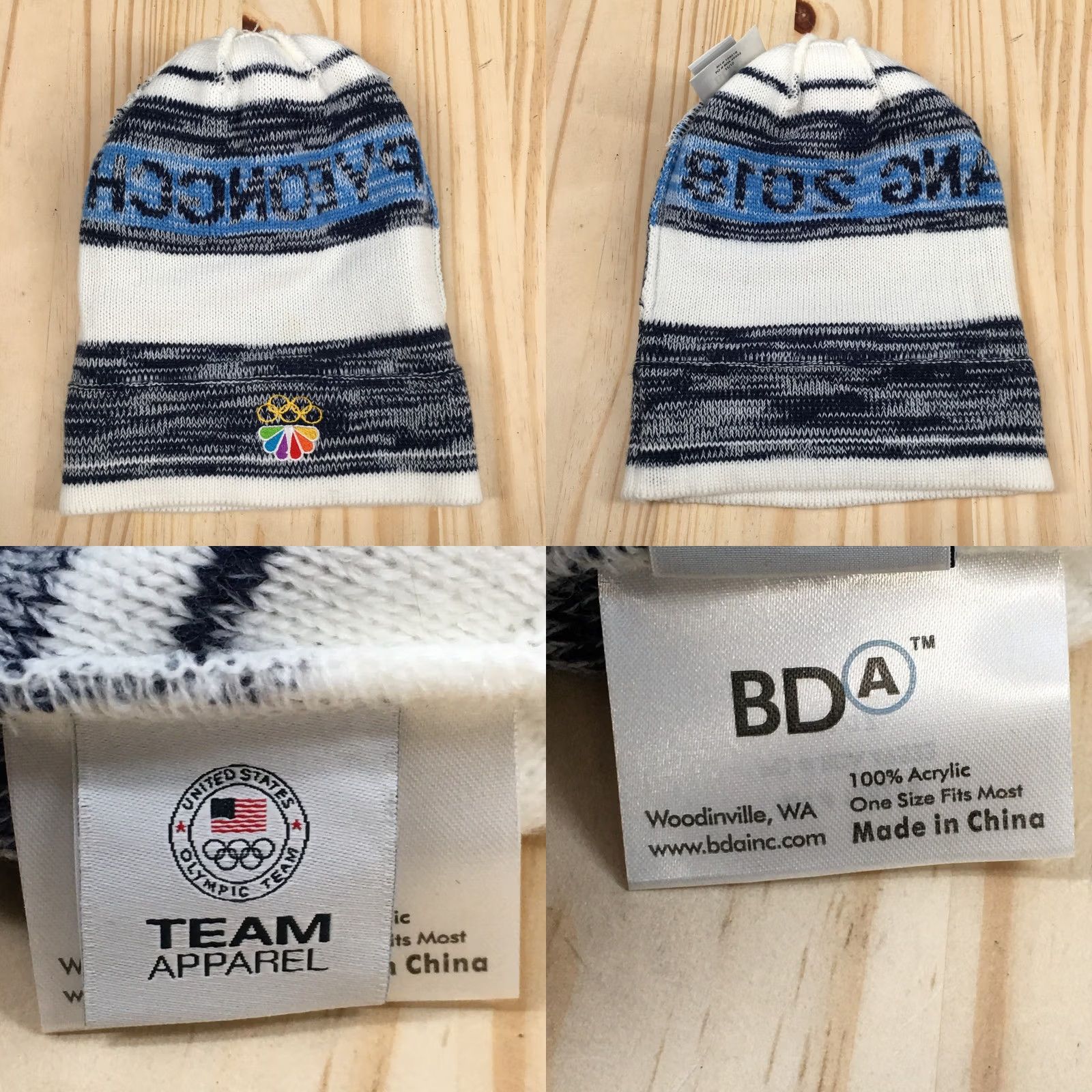Vintage 2018 Pyeongchang Olympics USA Beanie Mens OS Blue White Pom Pom Knit Winter Hat Size ONE SIZE - 8 Thumbnail