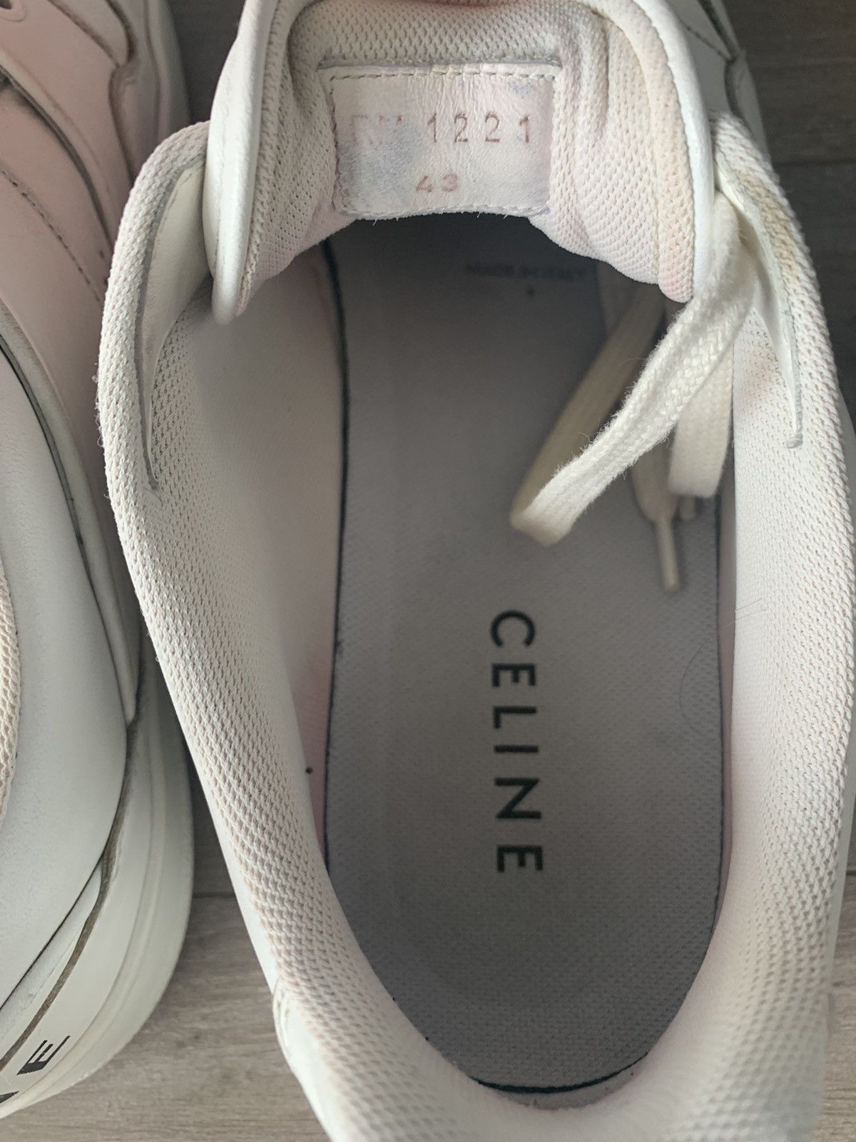 Celine Celine White Leather Lace-Up Trainers Size US 10.5 / EU 43-44 - 4 Thumbnail