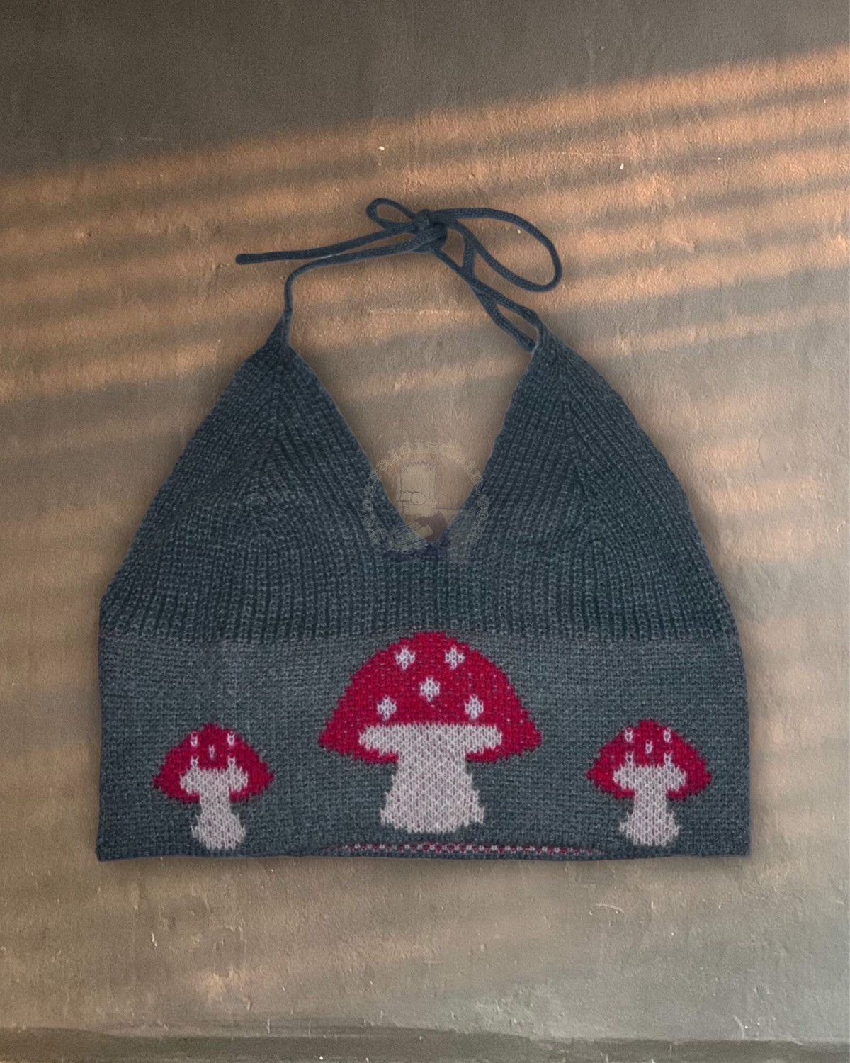 Handmade knit olive mushroom halter crochet festival tank daisy EDC Size ONE SIZE - 1 Thumbnail