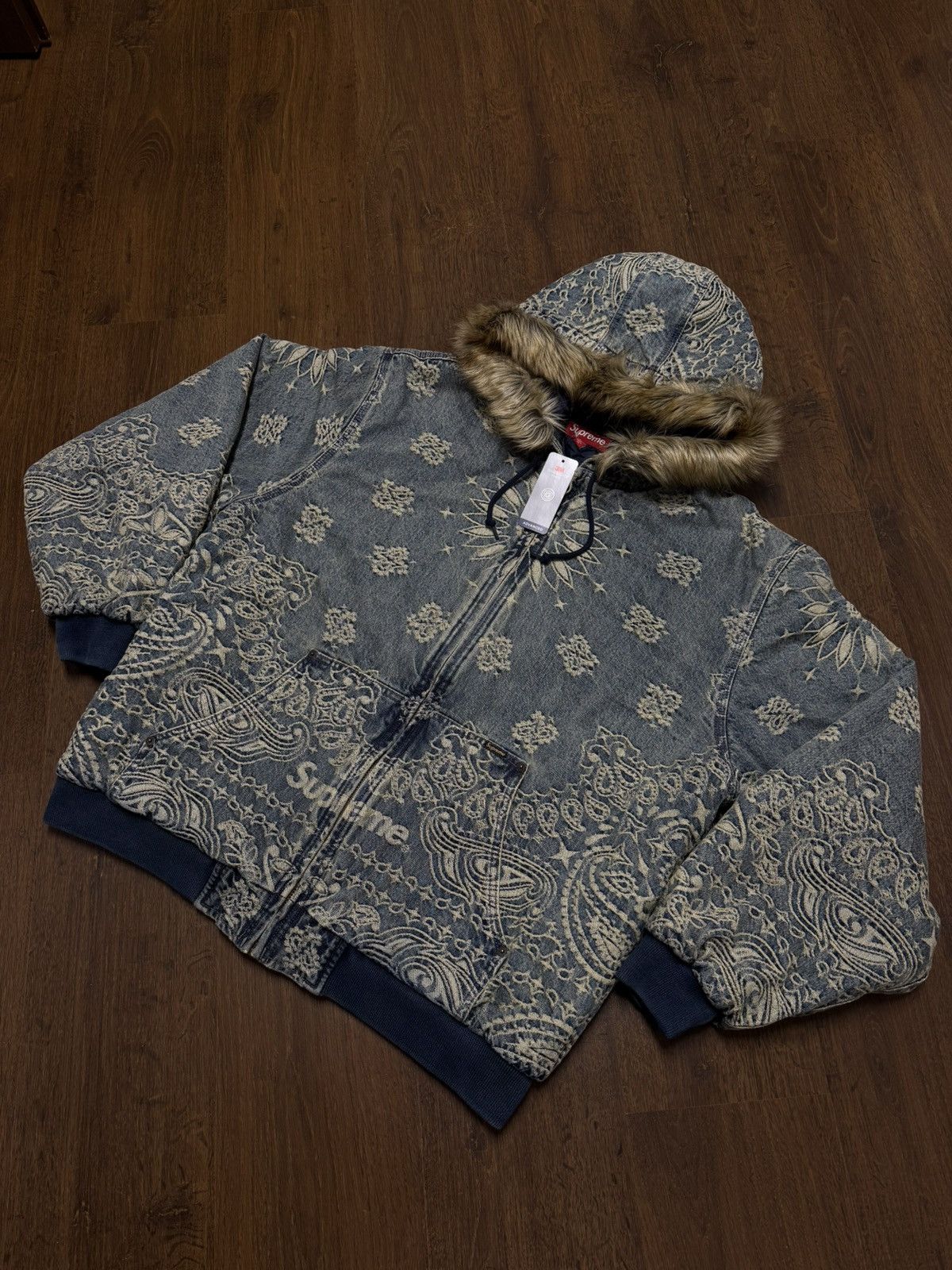 Supreme Supreme Bandana Jacquard Denim Hooded Work Jacket Blue XL Size US XXL / EU 58 / 5 - 11 Thumbnail
