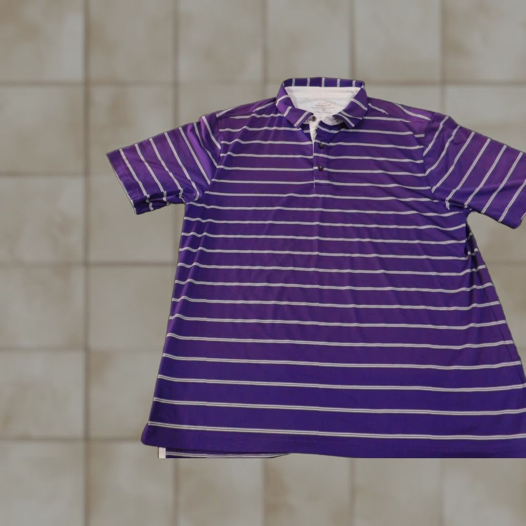 Vintage Bobby Jones Polo Shirt Mens XL Purple Striped Lightweight Performance Golf Breathable Moisture Wicking Classic Short Sleeve Size US XL / EU 56 / 4 - 1 Thumbnail