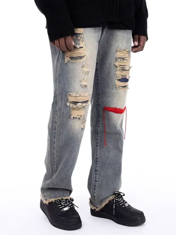 Japanese Brand VIBE High Street Hip Hop Heavy Wash Ripped Jeans Size US 32 / EU 48 - 2 Thumbnail