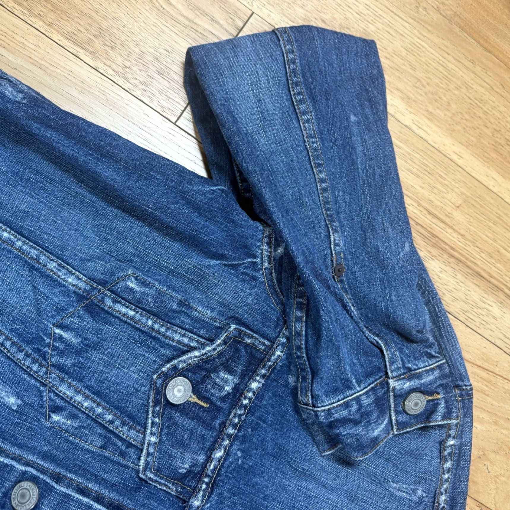 American Eagle Outfitters VINTAGE American Eagle Outfitters Denim Jean Jacket Mens L Blue Button Bomber Jacket Mens Blue Denim Cotton Outer Shell Regular Size L Mens Size US 33 - 5 Thumbnail