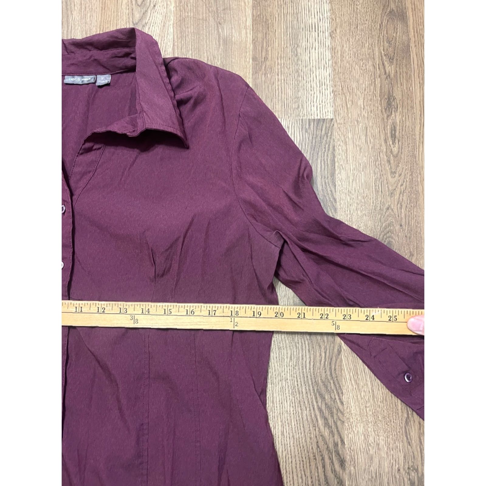 Apt. 9 apt. 9 Blouse Women's XL Maroon Button Up Long Sleeve Casual Fall Modern Regular Polyester Womens XL Blouse Button Up Size XL / US 12-14 / IT 48-50 - 6 Thumbnail