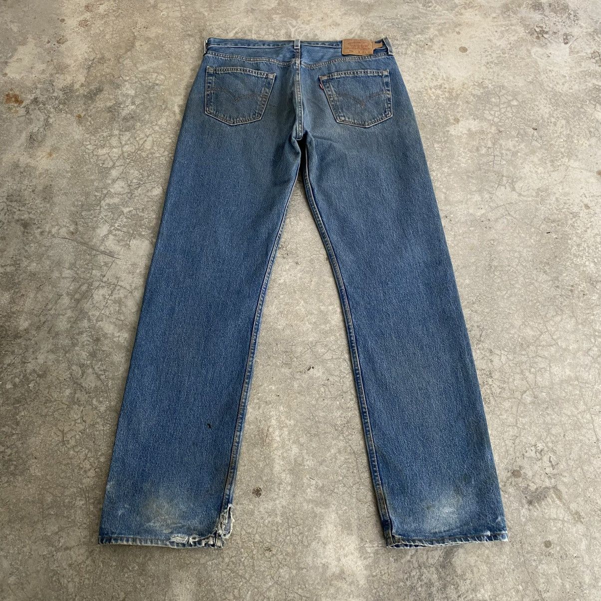 Levi's Vintage Levis 501 Faded Stonewashed Blue Distressed Jeans Size US 35 - 8 Thumbnail