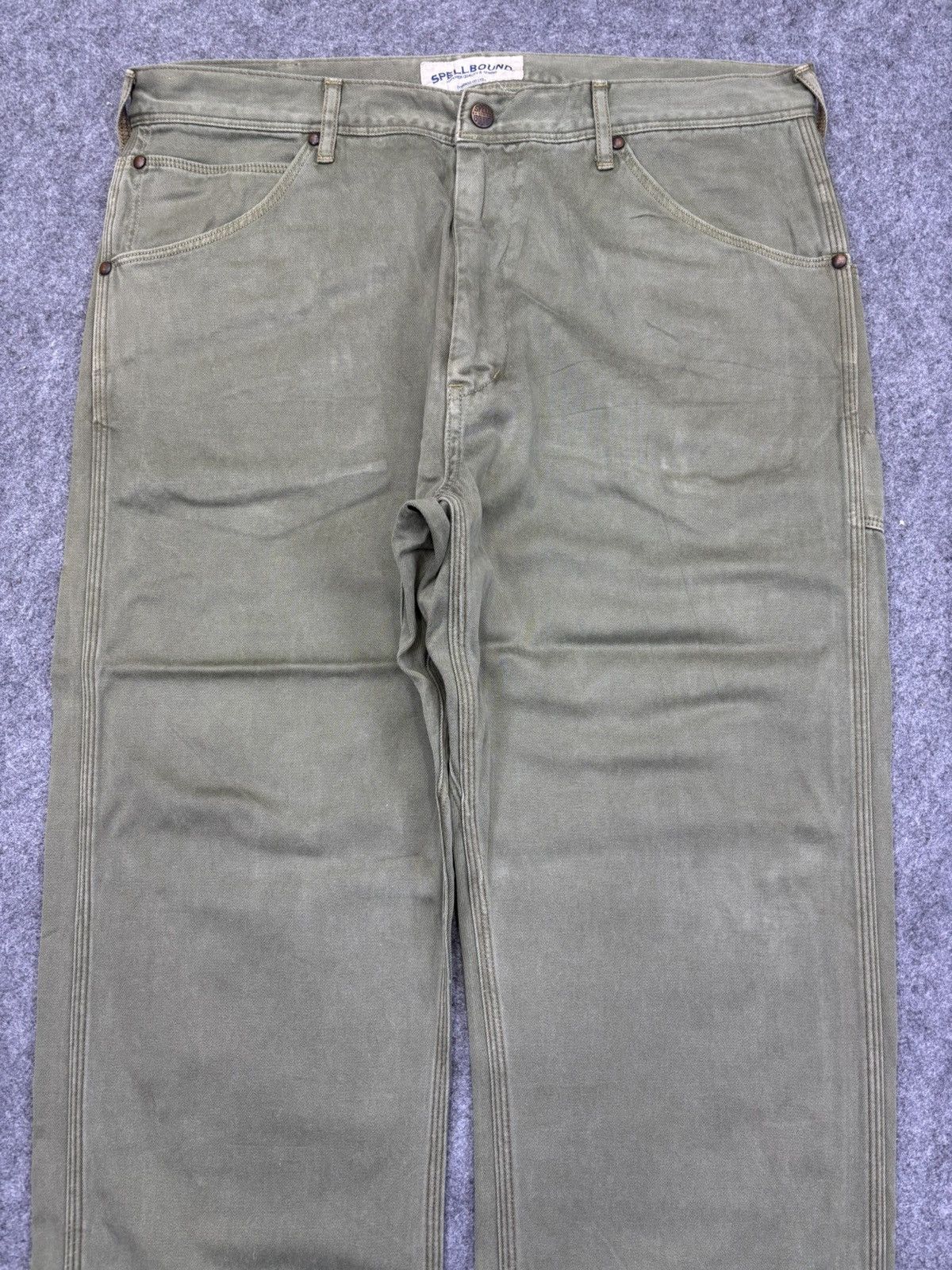 Japanese Brand 💥SPELLBOUND Japan Military Green Triple Stitch Pant F883 Size US 34 / EU 50 - 3 Thumbnail