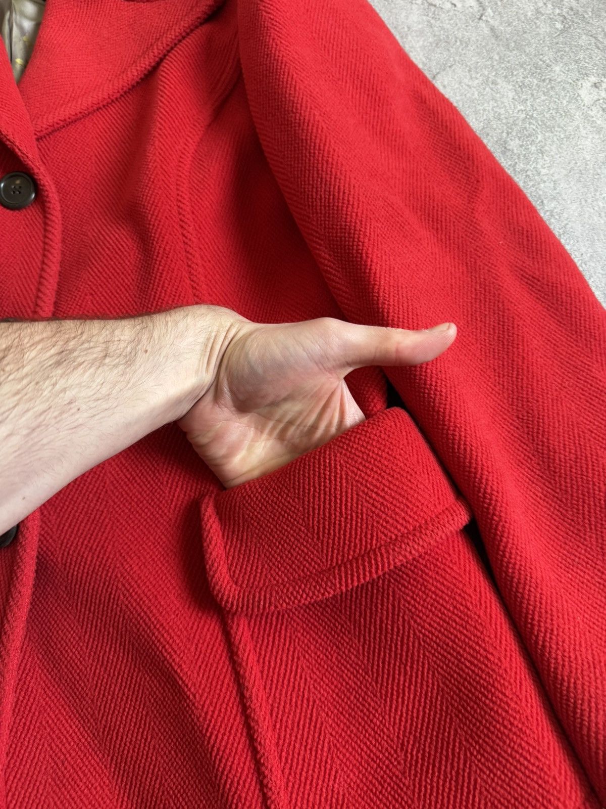 Aquascutum × Designer Aquascutum 14UK Red button up pea coat wool jacket duffle Size L / US 10 / IT 46 - 8 Thumbnail