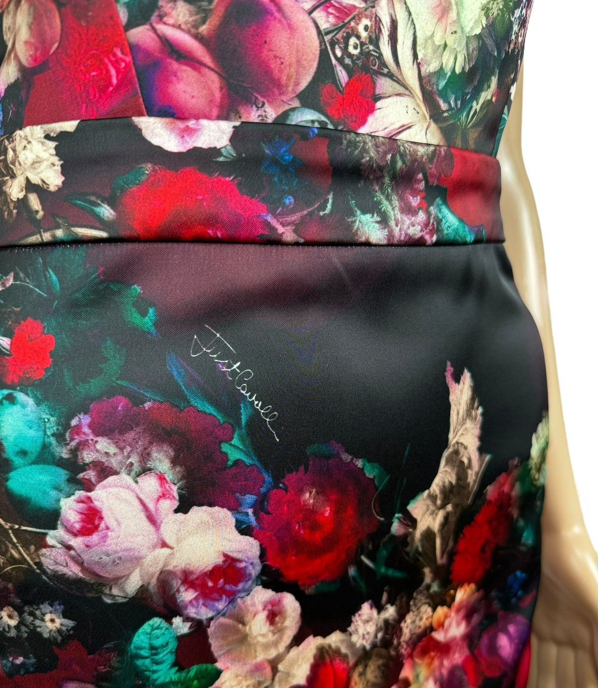 Just Cavalli JUST CAVALLI Satin Dress Floral/Fruit size 40 Size S / US 4 / IT 40 - 8 Thumbnail
