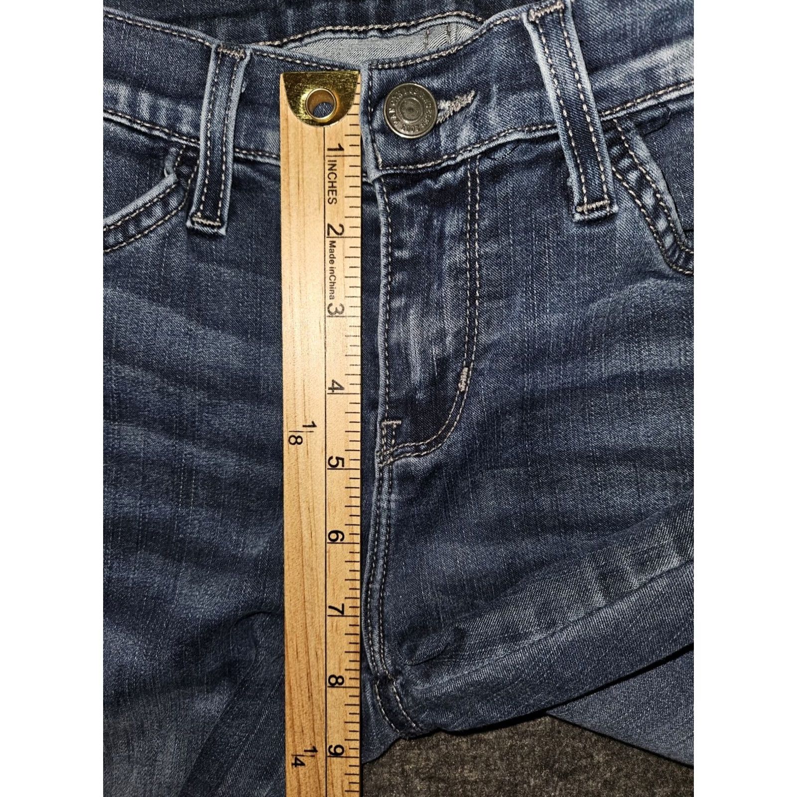 Vintage Kancan Jeans Juniors 27 Low Rise Cropped Ankle Zip Blue Denim Stretch City Preppy Logo Pockets 25 Inseam Wool? (Correction: remove) Size 27" / US 4 / IT 40 - 6 Thumbnail