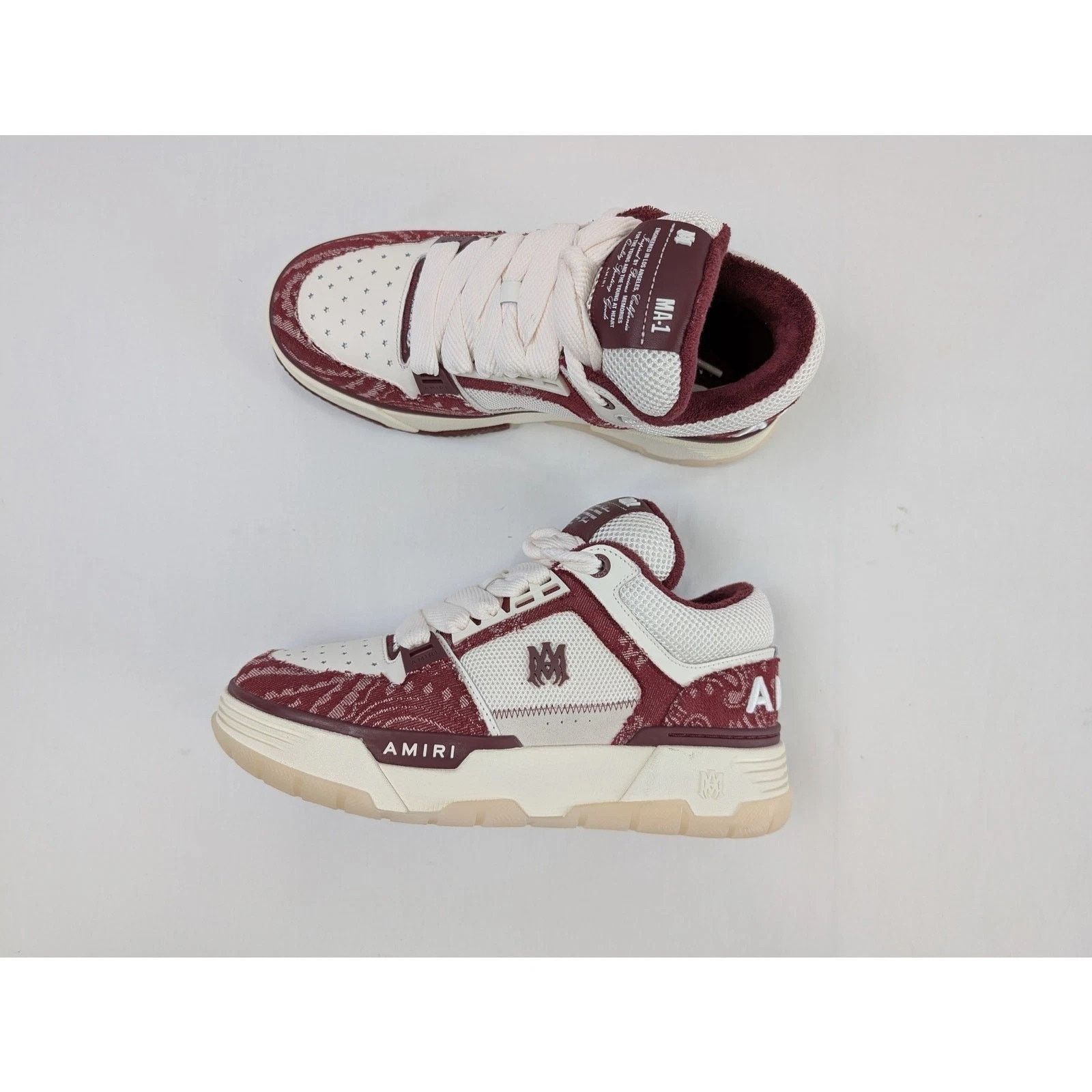 Amiri o1rshd1 Q:2 / Bandana Denim MA-1 Sneakers in Burgundy Size US 7 / EU 40 - 19 Thumbnail