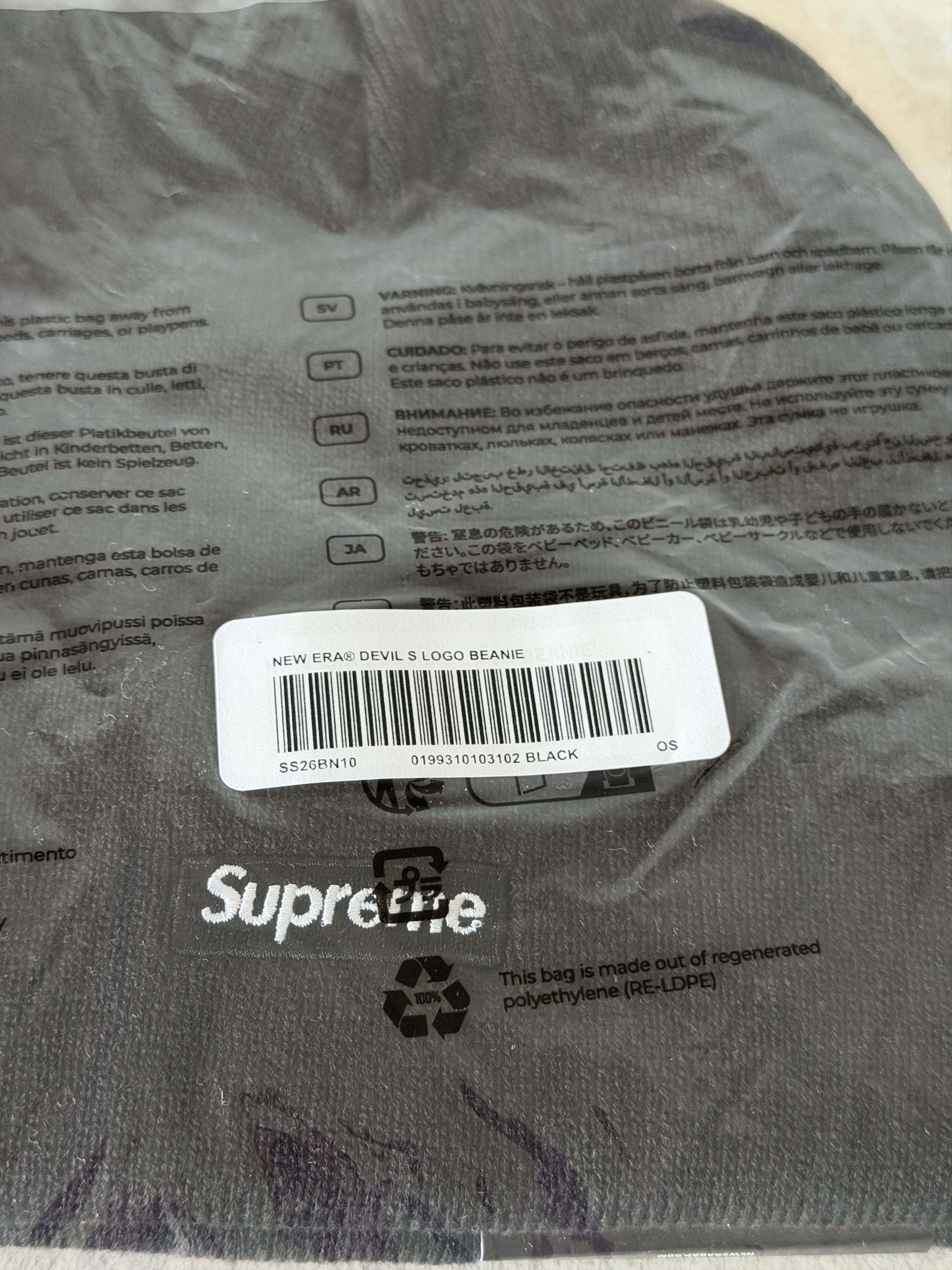 New Era × Supreme Supreme New Era Devil S Logo Beanie in Black Orange Size ONE SIZE - 3 Thumbnail