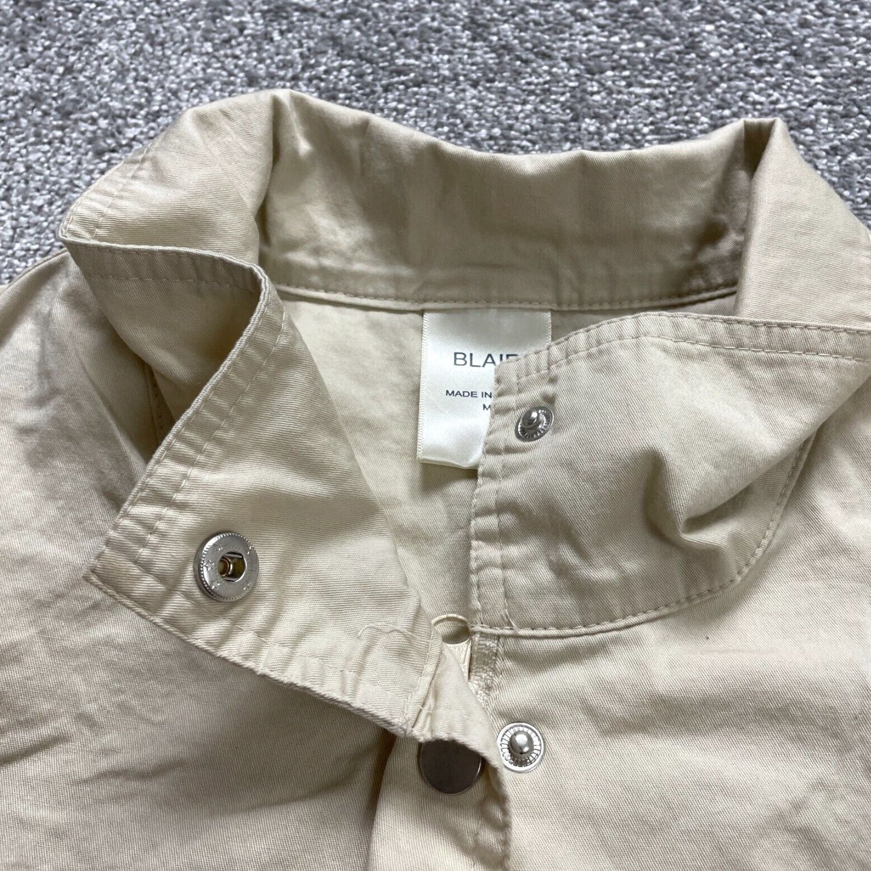Blair Blair Jacket Womens Medium Beige Collared Casual Cotton Blend Long Sleeve Regular Fit Size M / US 6-8 / IT 42-44 - 4 Thumbnail