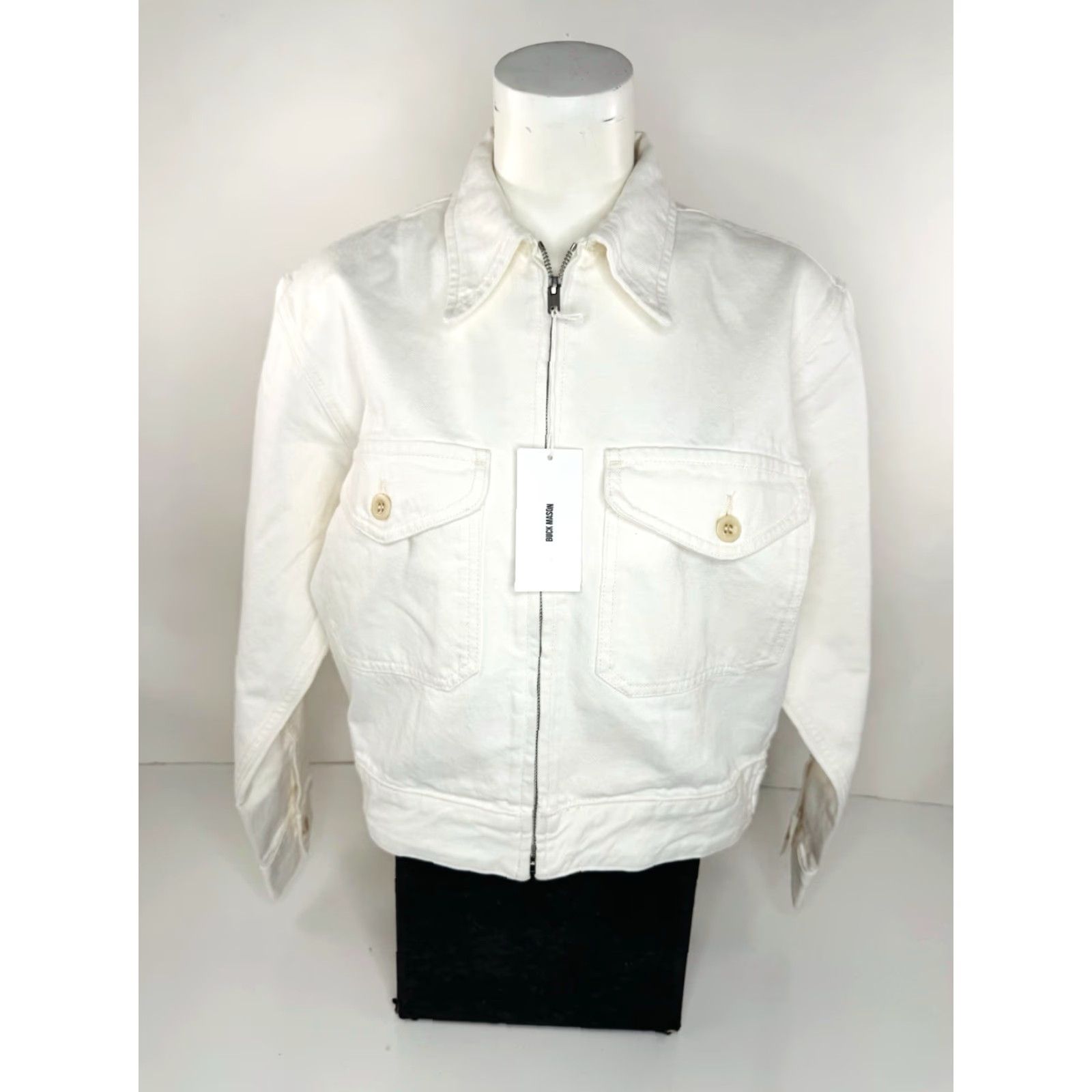 Buck Mason Buck Mason - Womens S Twill Mechanics Jacket - Crop, Natural Ridge / Ivory, 23" Measurements, New with Tag Size S / US 4 / IT 40 - 2 Thumbnail