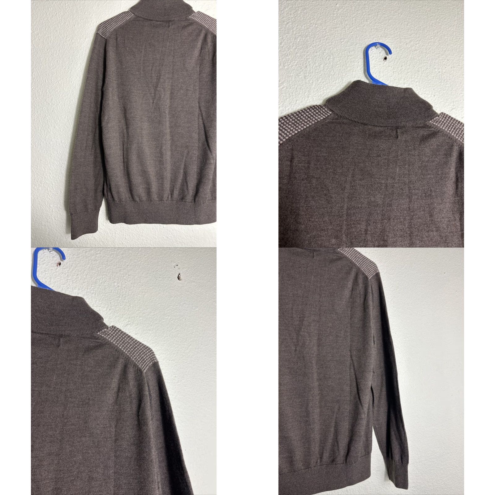 Banana Republic Banana Republic Sweater Men Full Zip Knit Wool Acrylic Blend Mock Neck Long Sleeve Brown M Regular Fall Winter 21” 27” Golf Walking Size US M / EU 48-50 / 2 - 9 Thumbnail