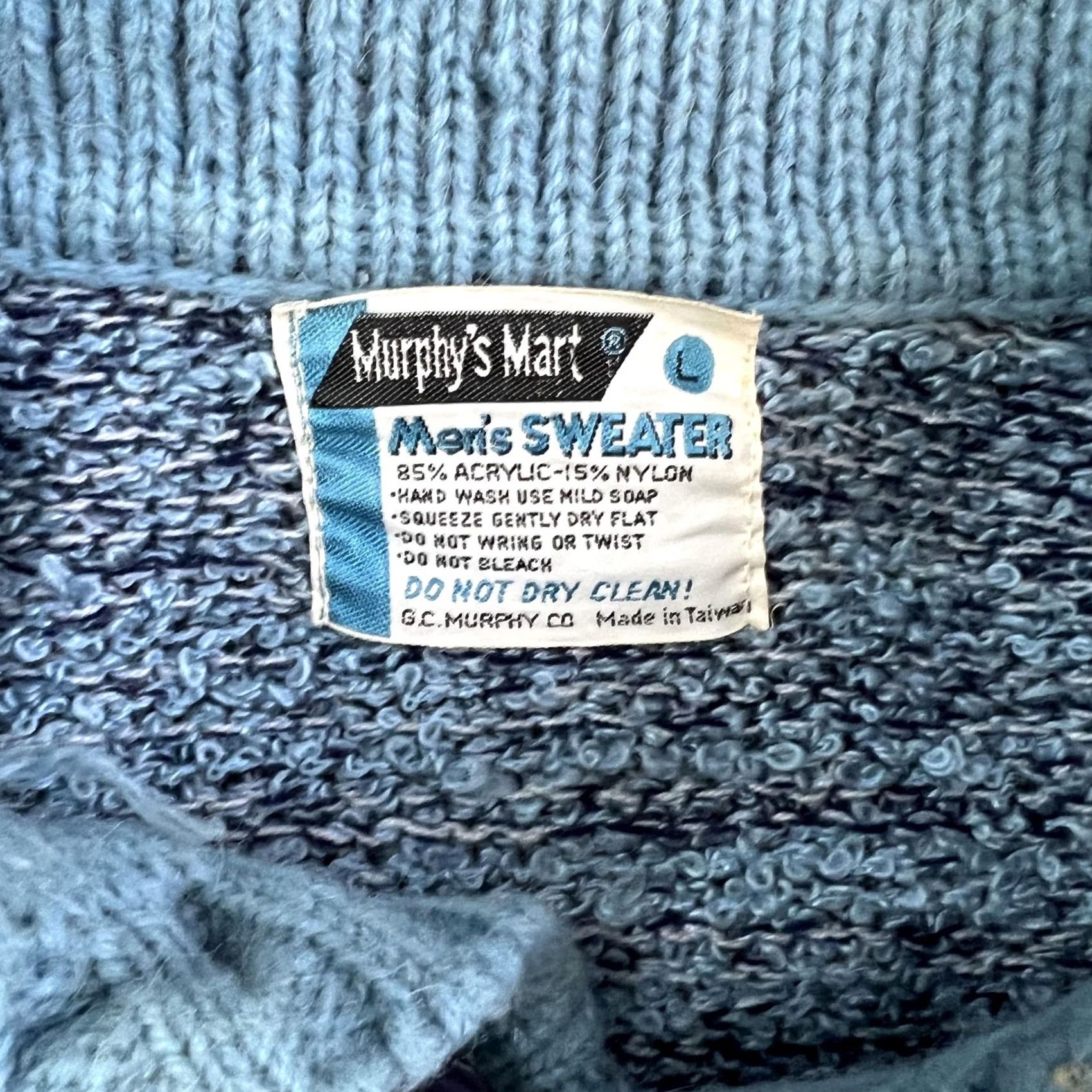 Vintage VINTAGE Murphy's Mart Sweater Mens Large Blue Knit Collared Pullover 80s Size US L / EU 52-54 / 3 - 2 Thumbnail