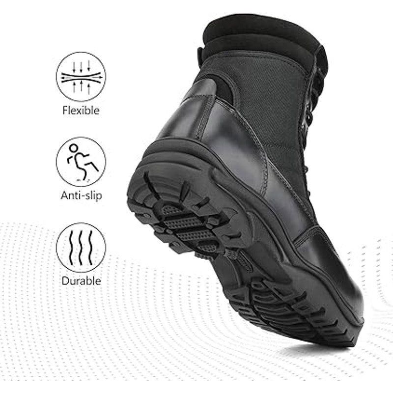 Other Nortiv8 Men's Size 12 Black Leather Tactical Boots - New Size US 12 / EU 45 - 3 Thumbnail