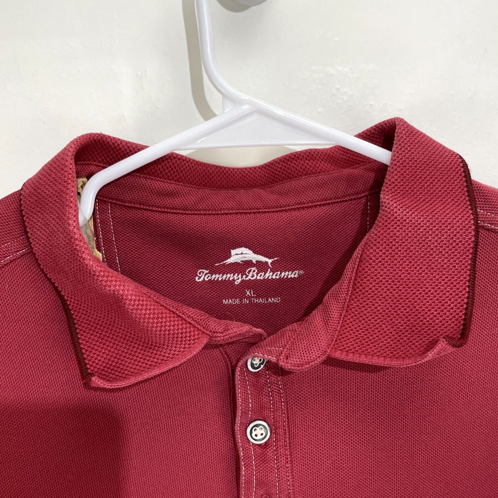 Tommy Bahama Tommy Bahama Polo Shirt XL Red Solid Short Sleeve Pima Cotton Blend Embroidered Logo Men's Shirt Size US XL / EU 56 / 4 - 3 Thumbnail