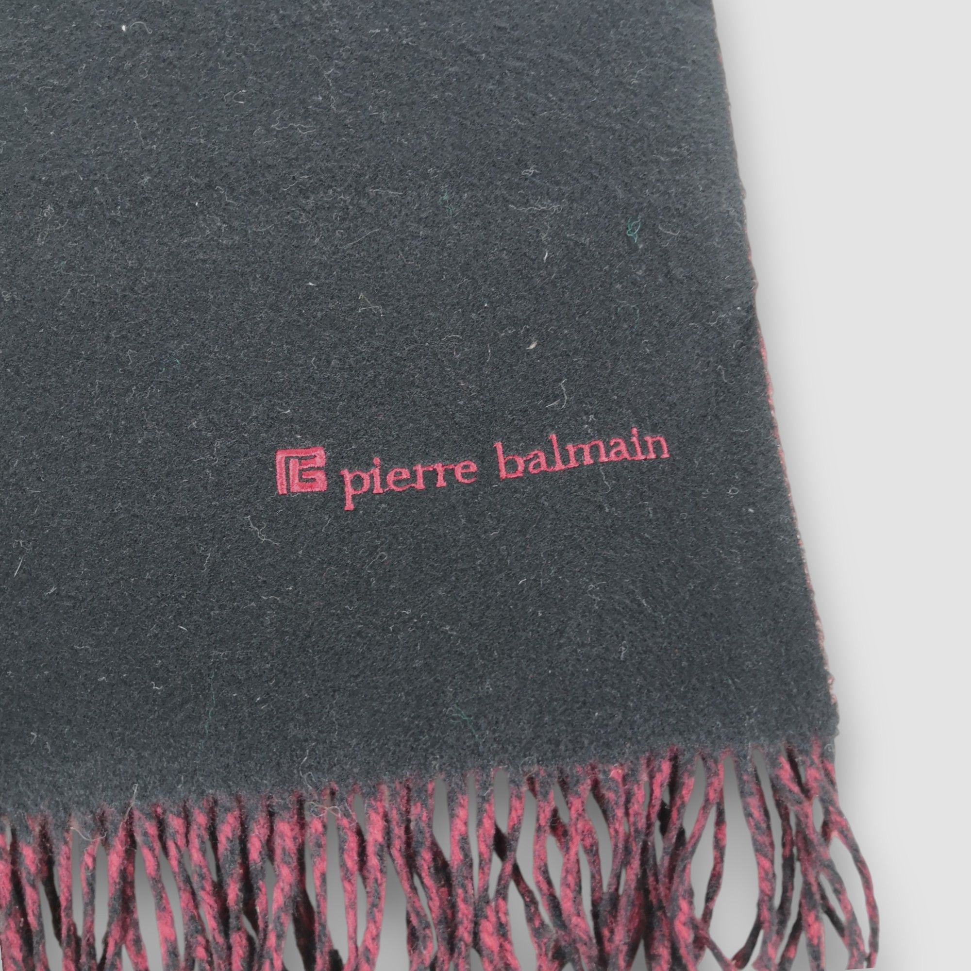 Japanese Brand Vintage Pierre Balmain Scarf Fringe Muffler Wool Scarves Size ONE SIZE - 3 Thumbnail