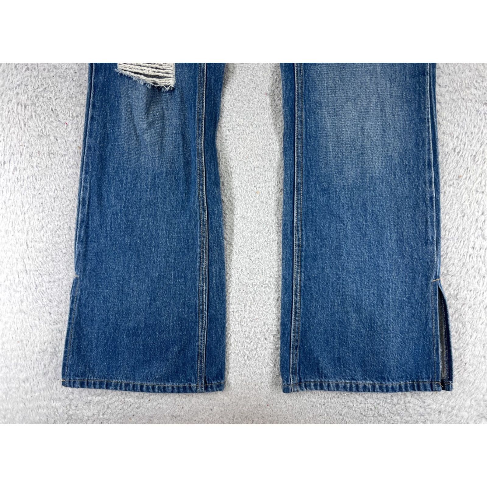 Venus Venus Jeans Womens 8 Blue Denim Flared Distressed Split Hem 28x32 Cotton Modern Womens Jeans Size 30" / US 8 / IT 44 - 2 Thumbnail