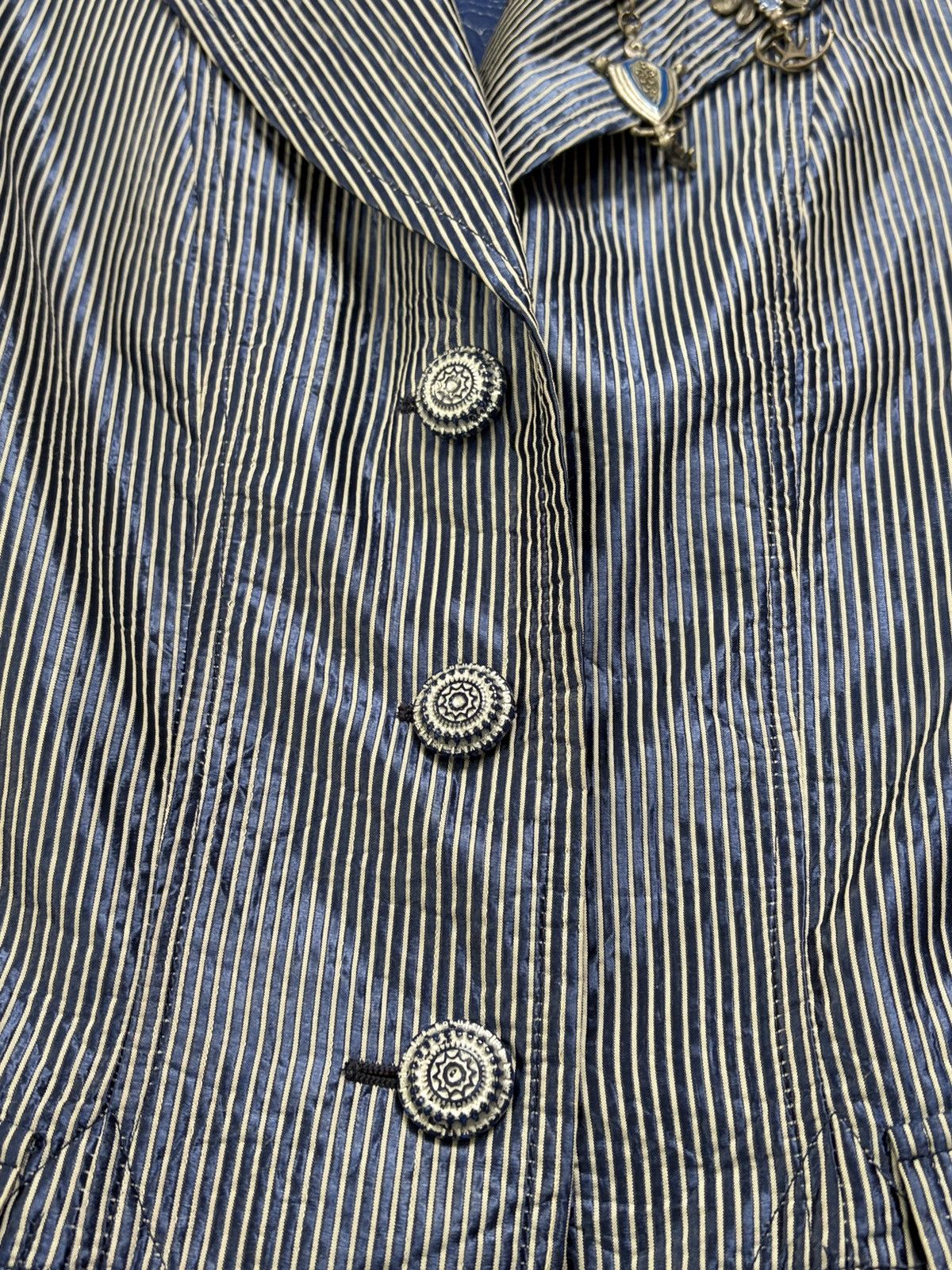 Vintage Save The Queen! Blue Striped Embroidered Jacket Charms S Size S / US 4 / IT 40 - 11 Thumbnail