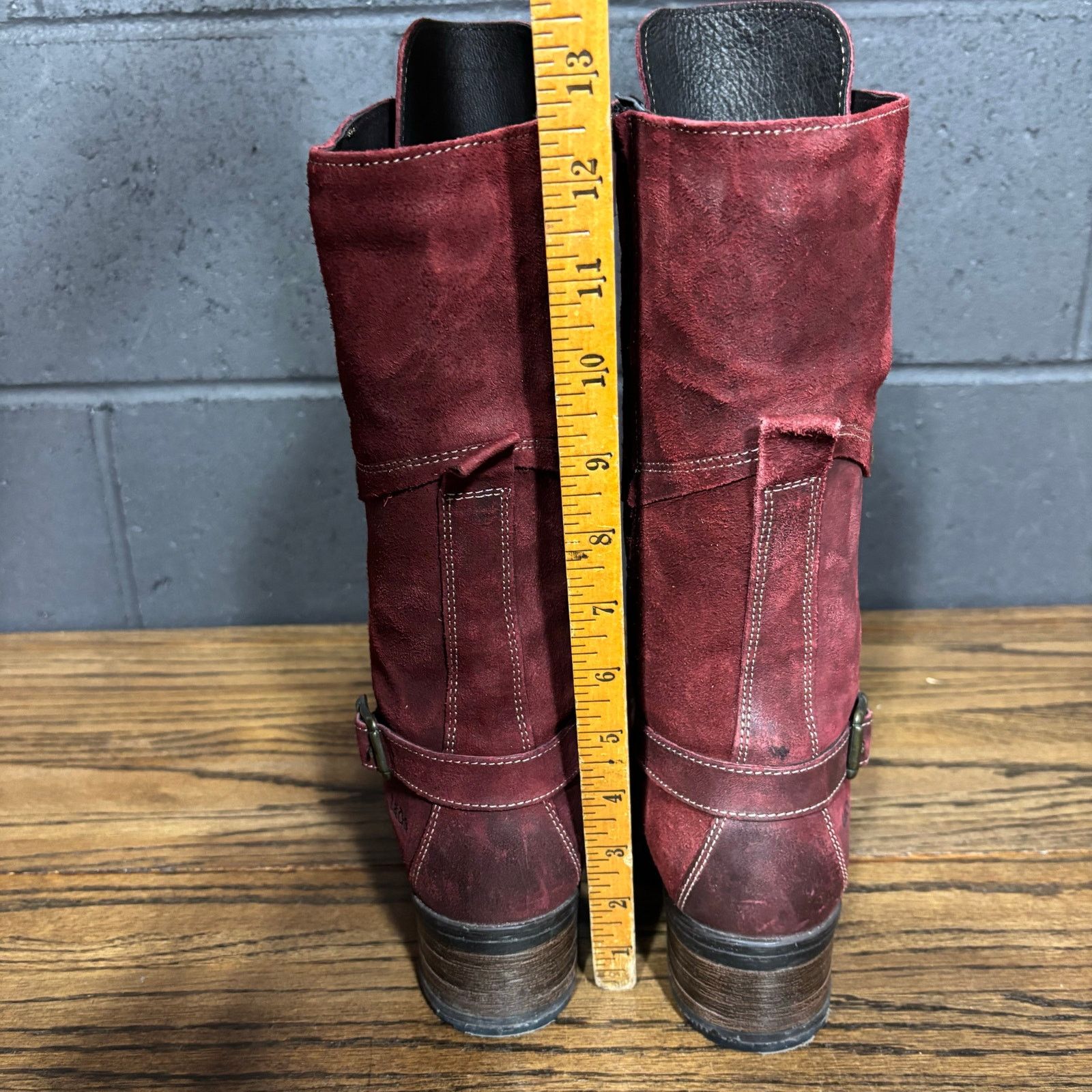 Taos Tall Crave Garnet Red Suede Lace Up Boots EU 38 US 7.5