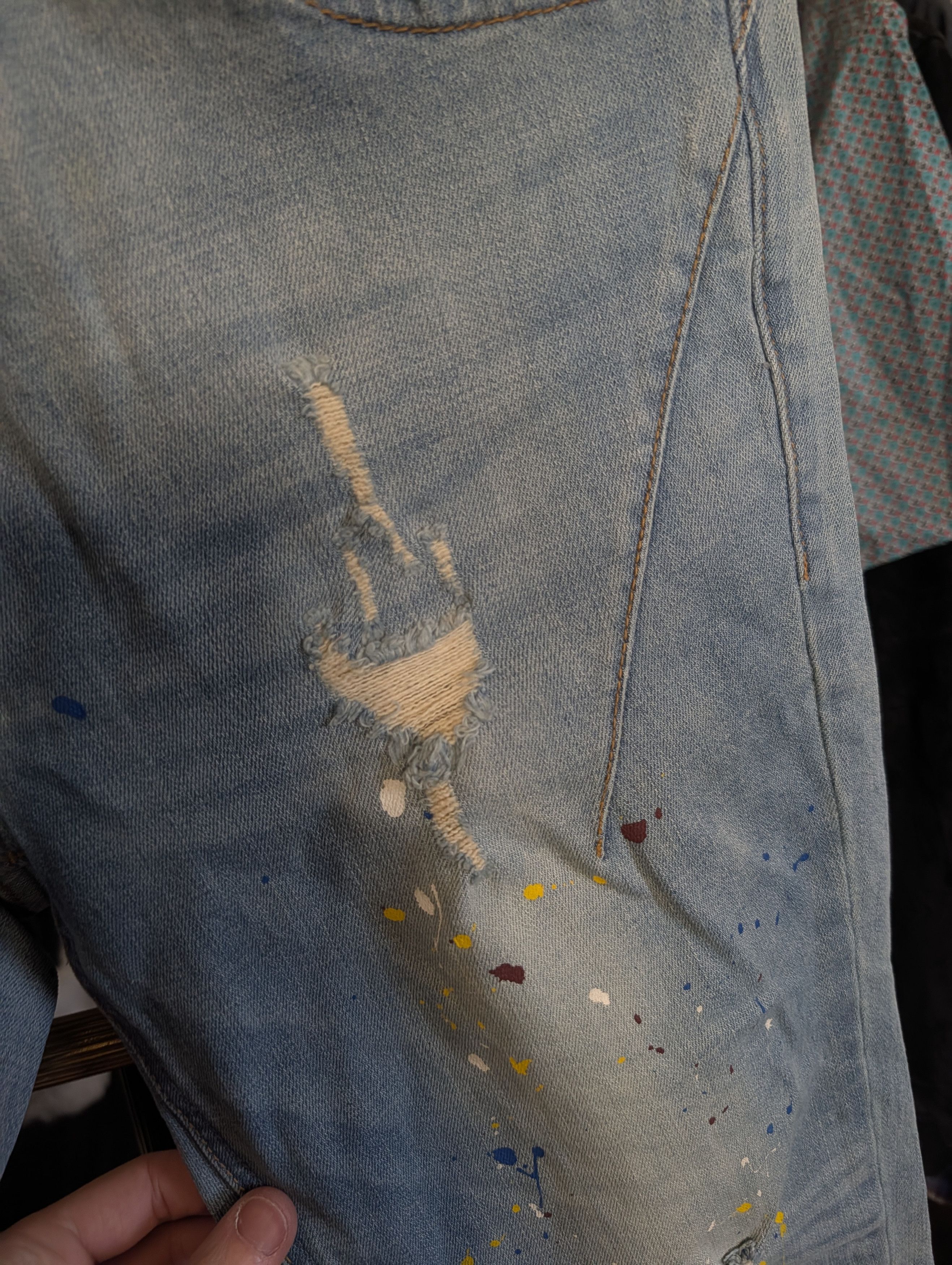 Number (N)ine Slim distressed paint spatter denim jeans 30" Size US 30 / EU 46 - 3 Thumbnail