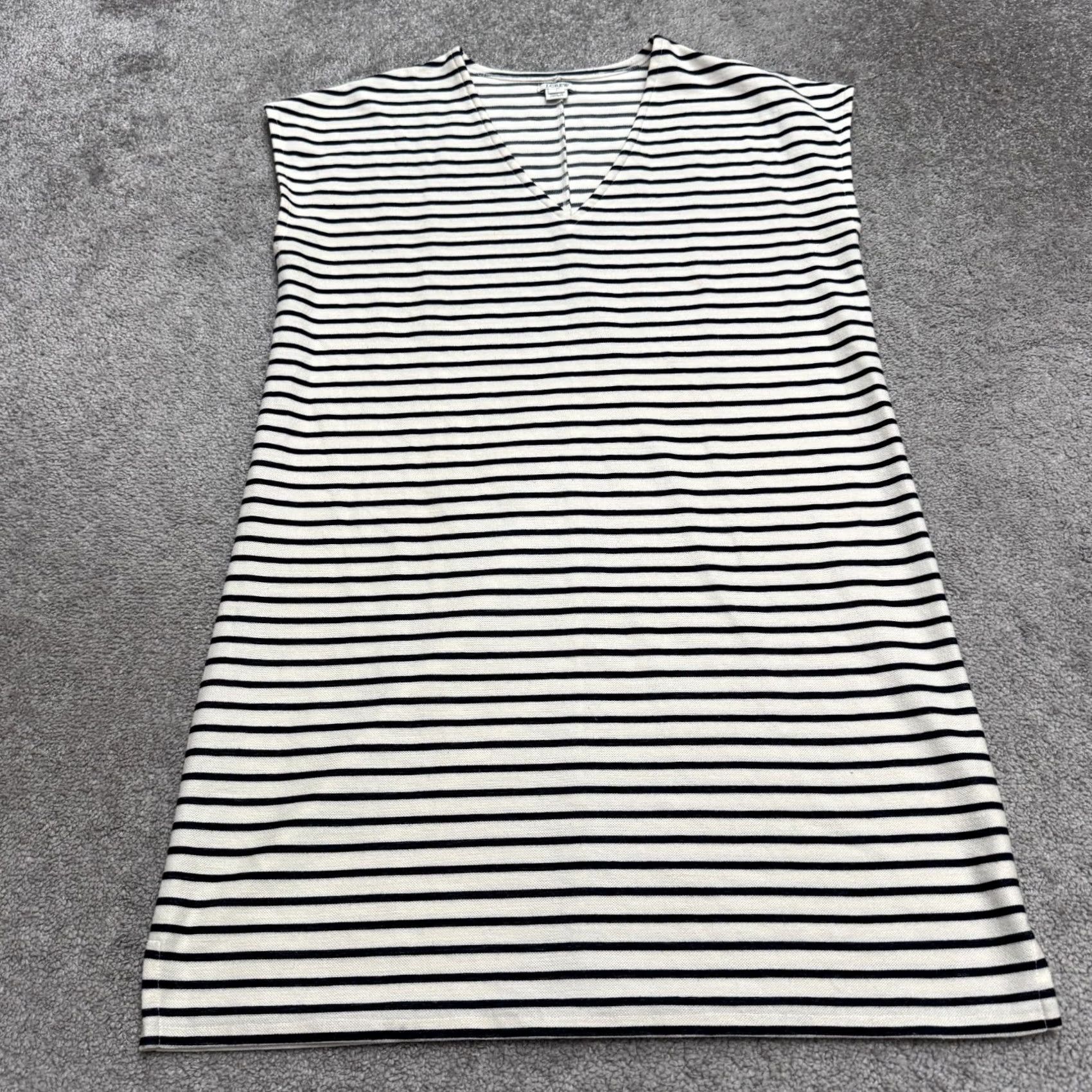J.Crew J.Crew Striped Sleeveless V-Neck Midi Shift Dress Womens Small Navy Blue White Size S / US 4 / IT 40 - 2 Thumbnail