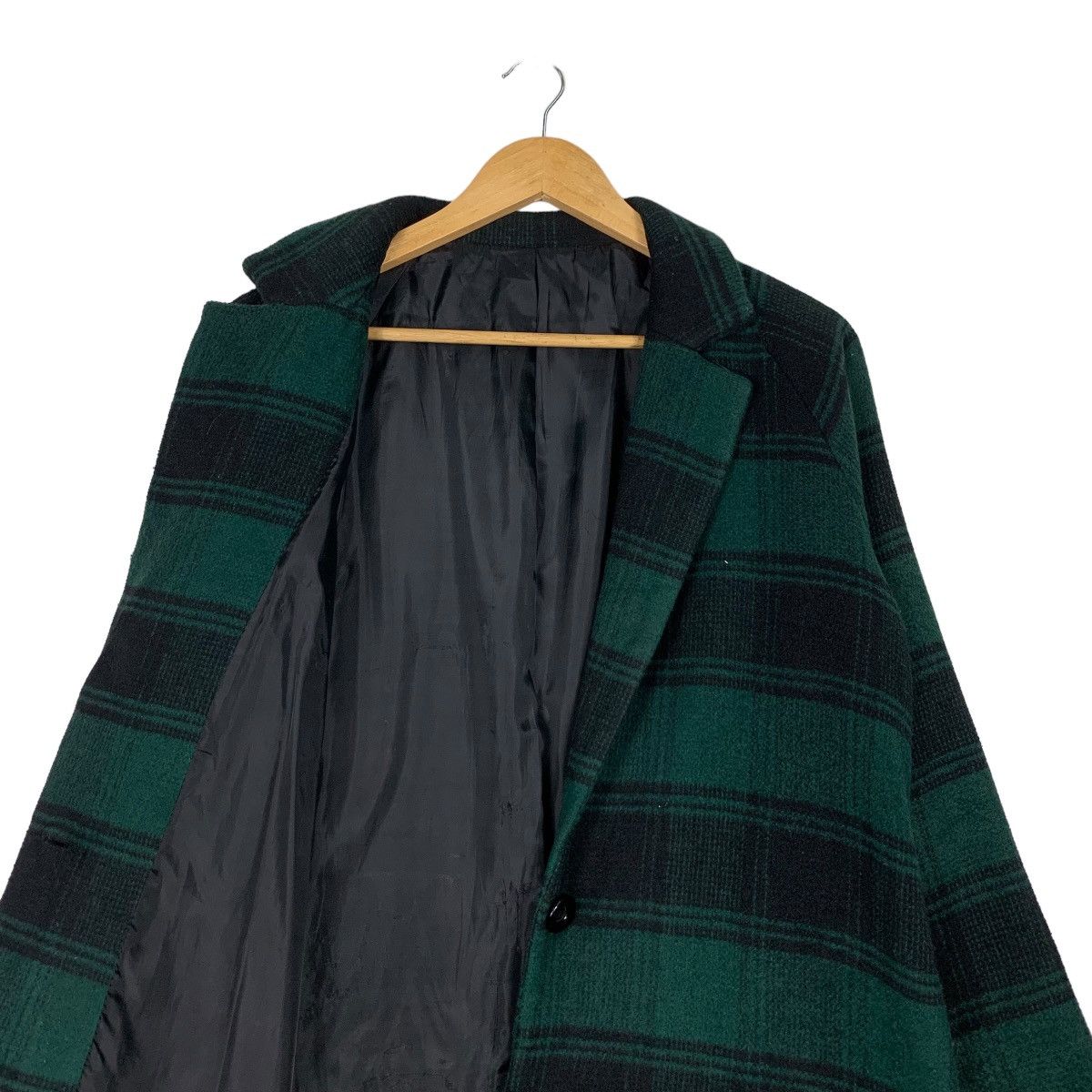 Japanese Brand WORLD WIDE LOVE Green Black Checked Wool Long Coat #1130-C52 Size S / US 4 / IT 40 - 11 Thumbnail